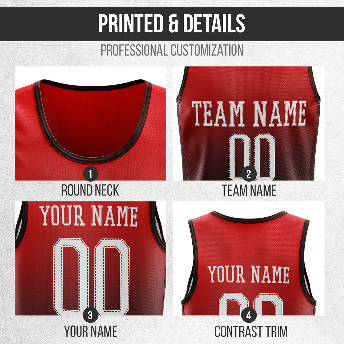 Custom Red Gradient Fashion Tops Basketball Jersey