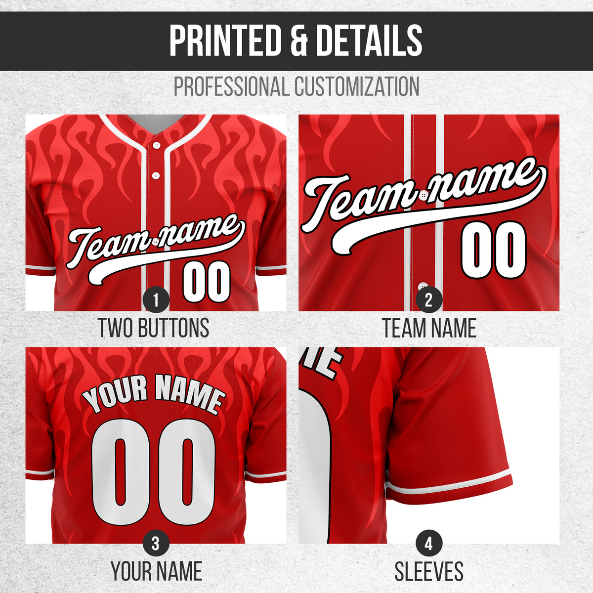 Custom Frostburn Red Baseball Sports Jersey Personalized Uniform with Name & Number