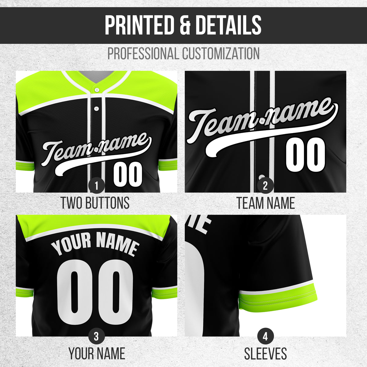 Custom Marquee Classic Baseball Black Sports Jersey Personalized Uniform with Name & Number