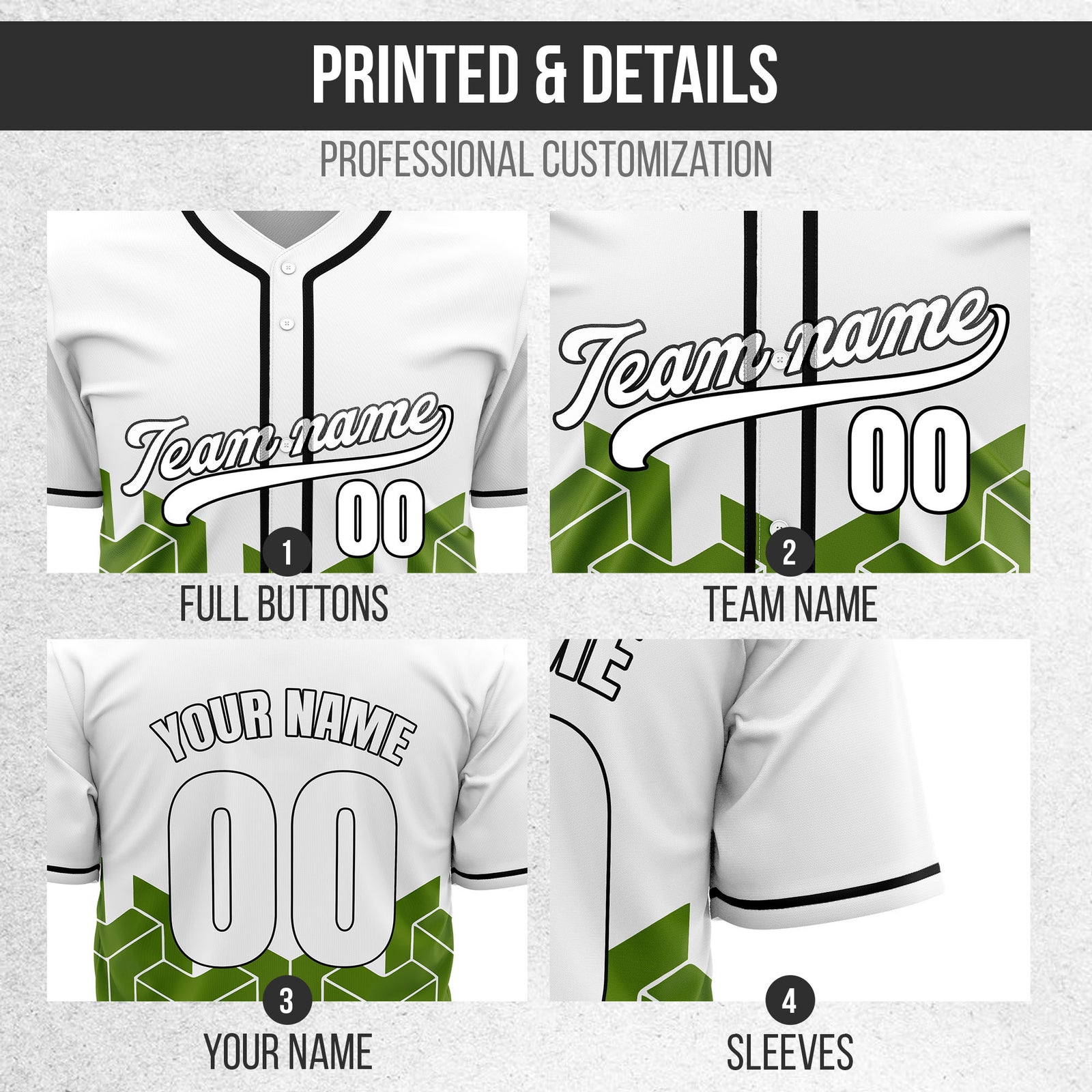Custom Grid Iron White Baseball Sports Jersey Personalized Uniform with Name & Number