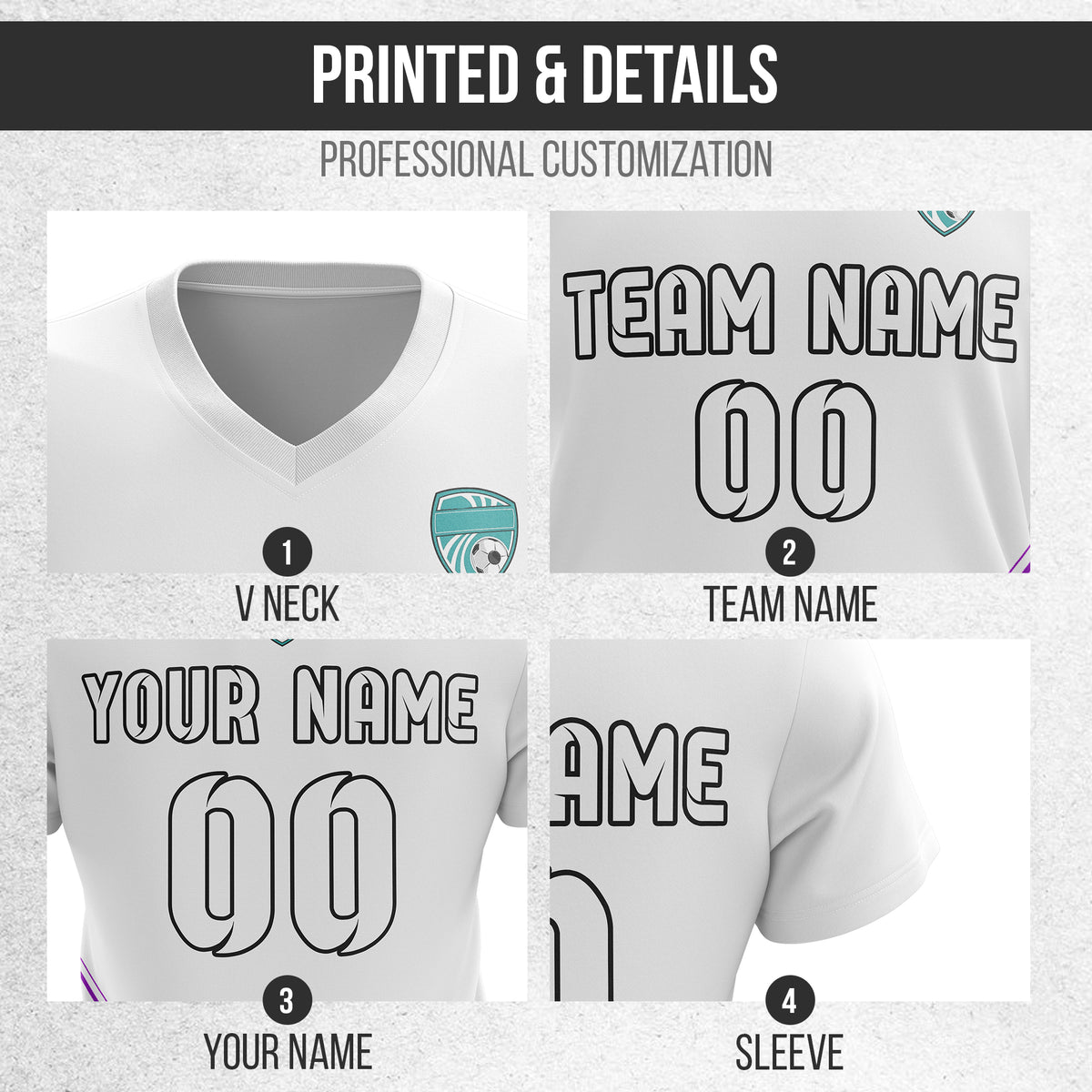 Custom WaveLine Stripe V-Neck Pattern White Soccer sport Tops Jersey
