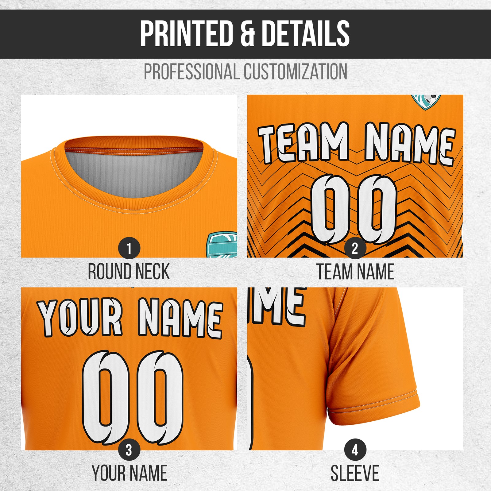 Custom Apex Strike R Side Pattern Orange Soccer sport Tops Jersey