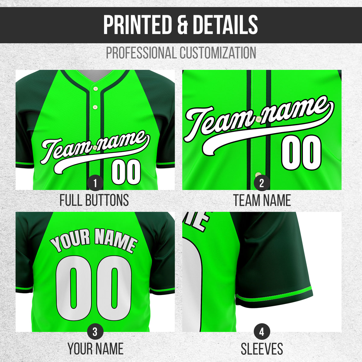 Custom Desert Blaze Green Raglan Style Baseball Sports Jersey Personalized Uniform with Name & Number