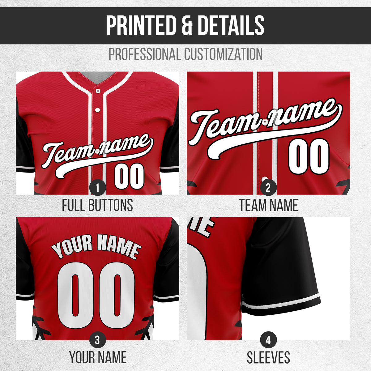 Custom Stitchline Baseball Red Sports Jersey Personalized Uniform with Name & Number