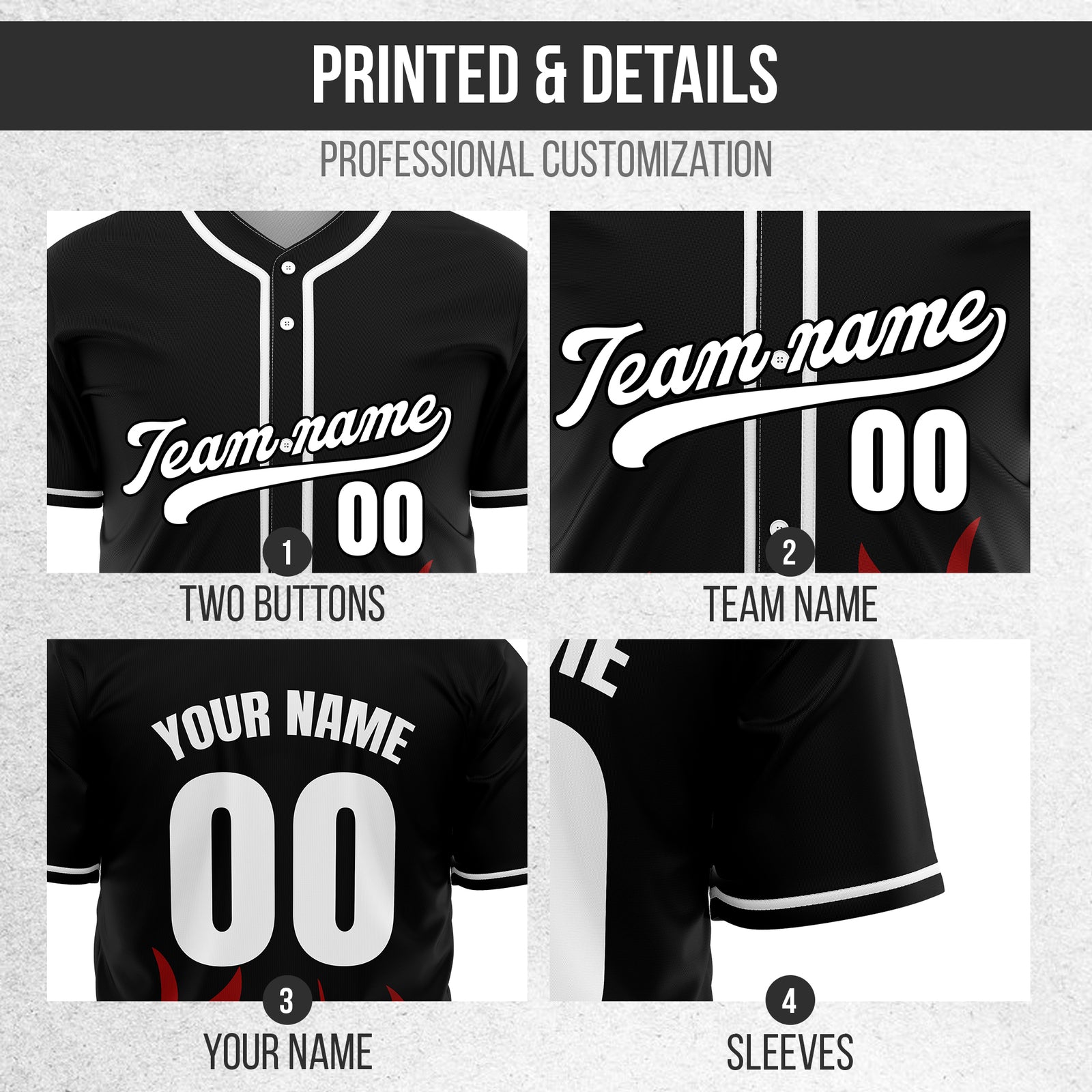 Custom Burnout Black Baseball Sports Jersey Personalized Uniform with Name & Number
