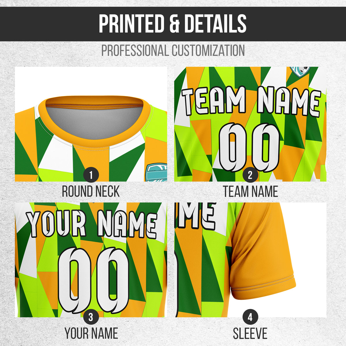 Custom Crystal R-Full Pattern Soccer Orange Sport Tops Jersey