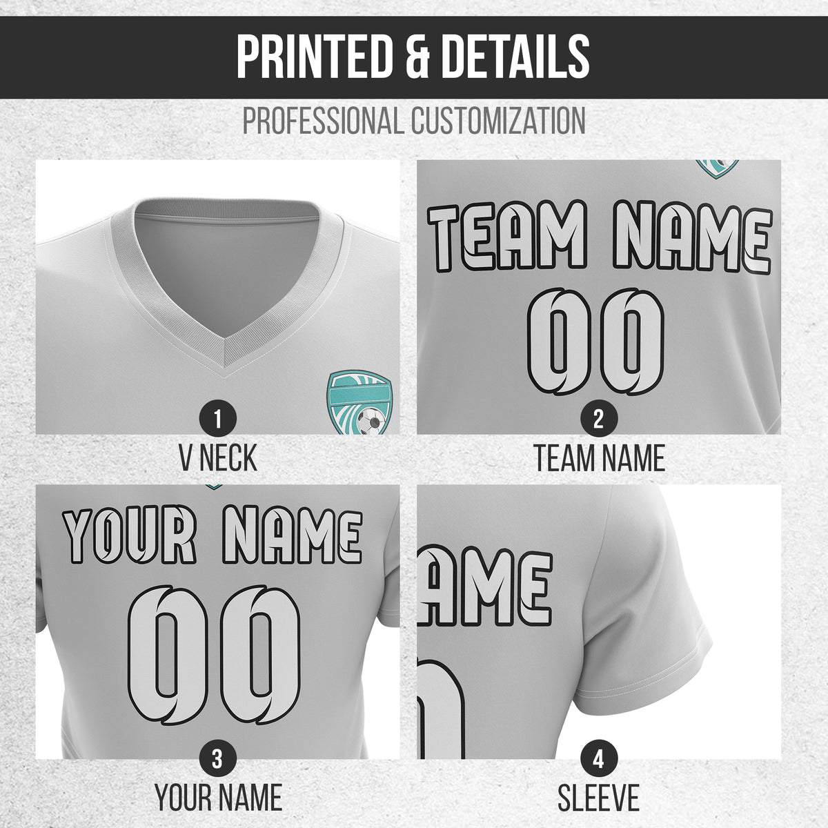 Custom WaveLine Stripe V-Neck Grey Soccer sport Tops Jersey