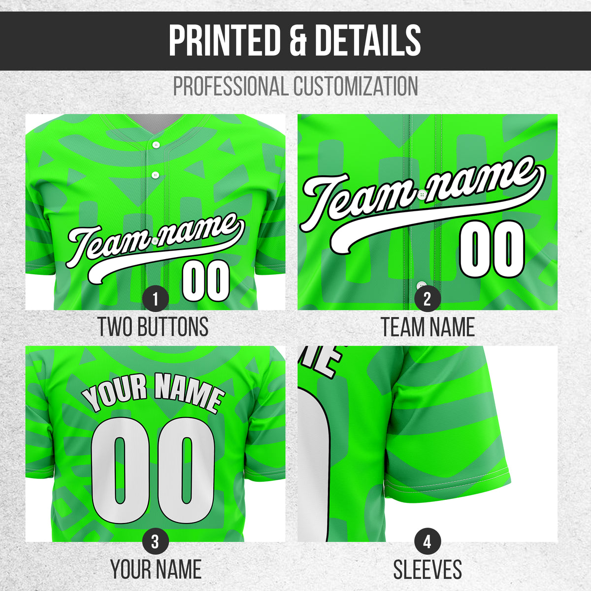 Custom Hawaii Hustle Neon Green Baseball Sports Jersey Personalized Uniform with Name & Number