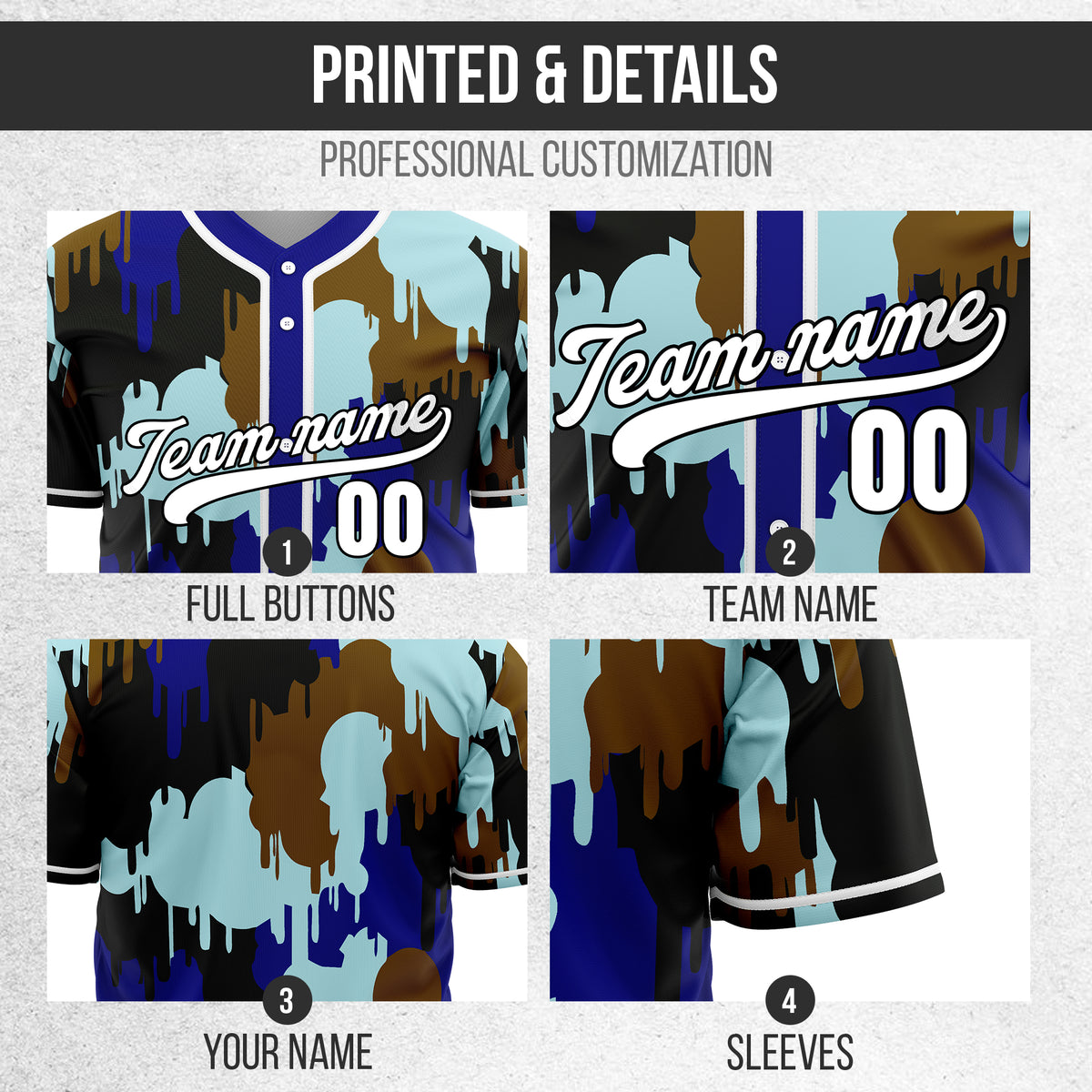 Custom Paint Hustlers Navy Baseball Sports Jersey Personalized Uniform with Name & Number