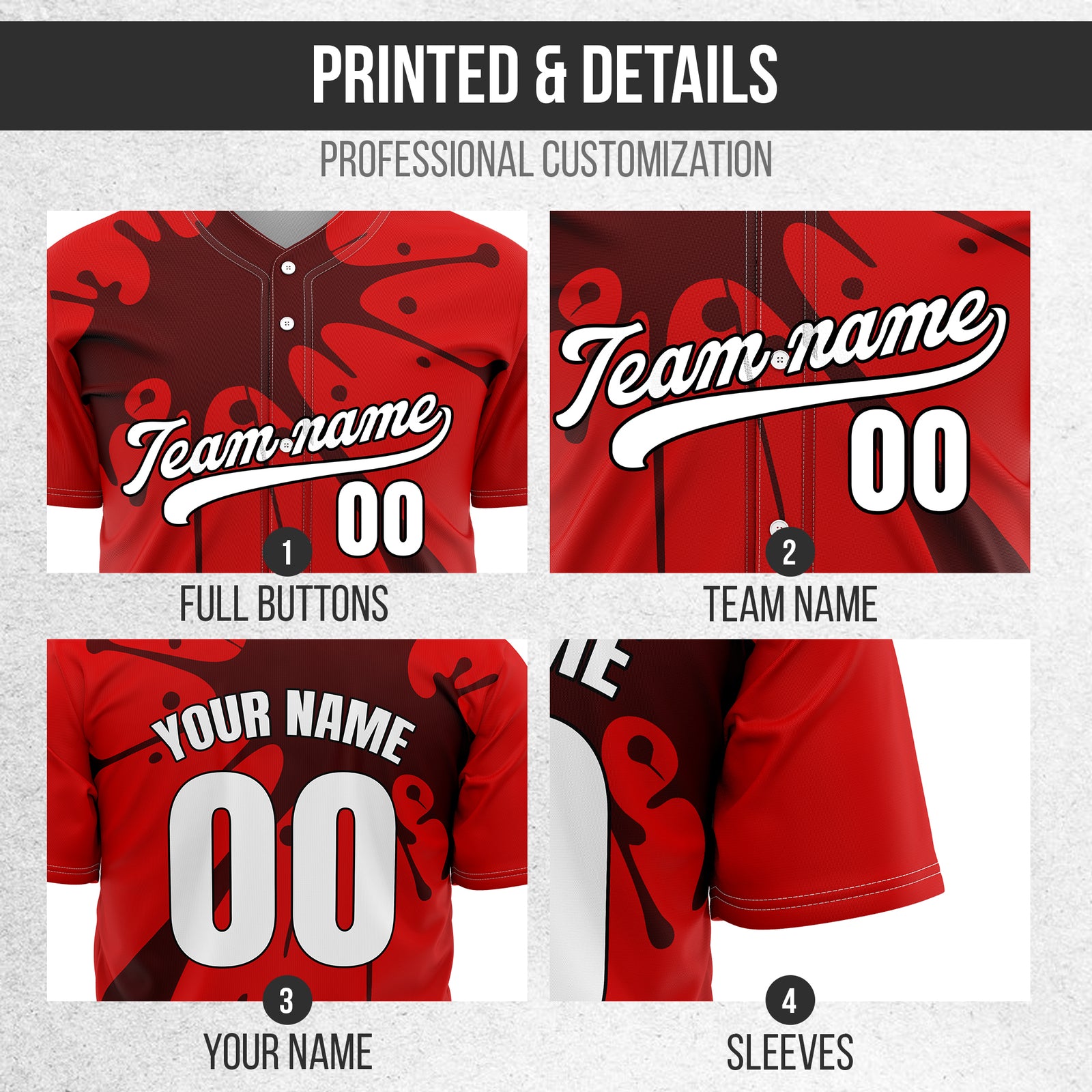Custom Paint Burst Red Sports Jersey Personalized Uniform with Name & Number