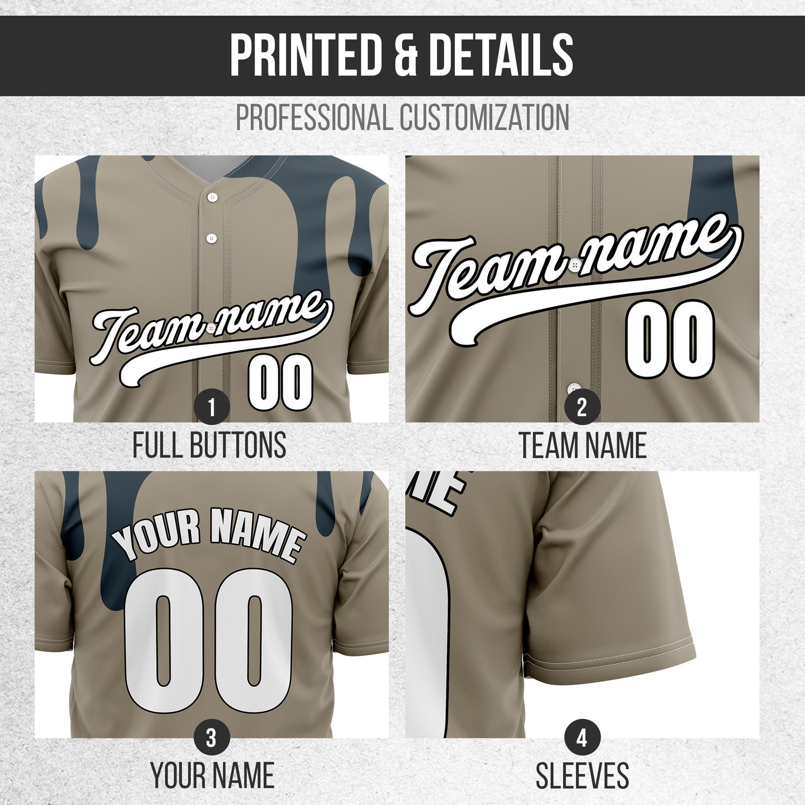 Custom Ink Dripline Grey Sports Jersey Personalized Uniform with Name & Number