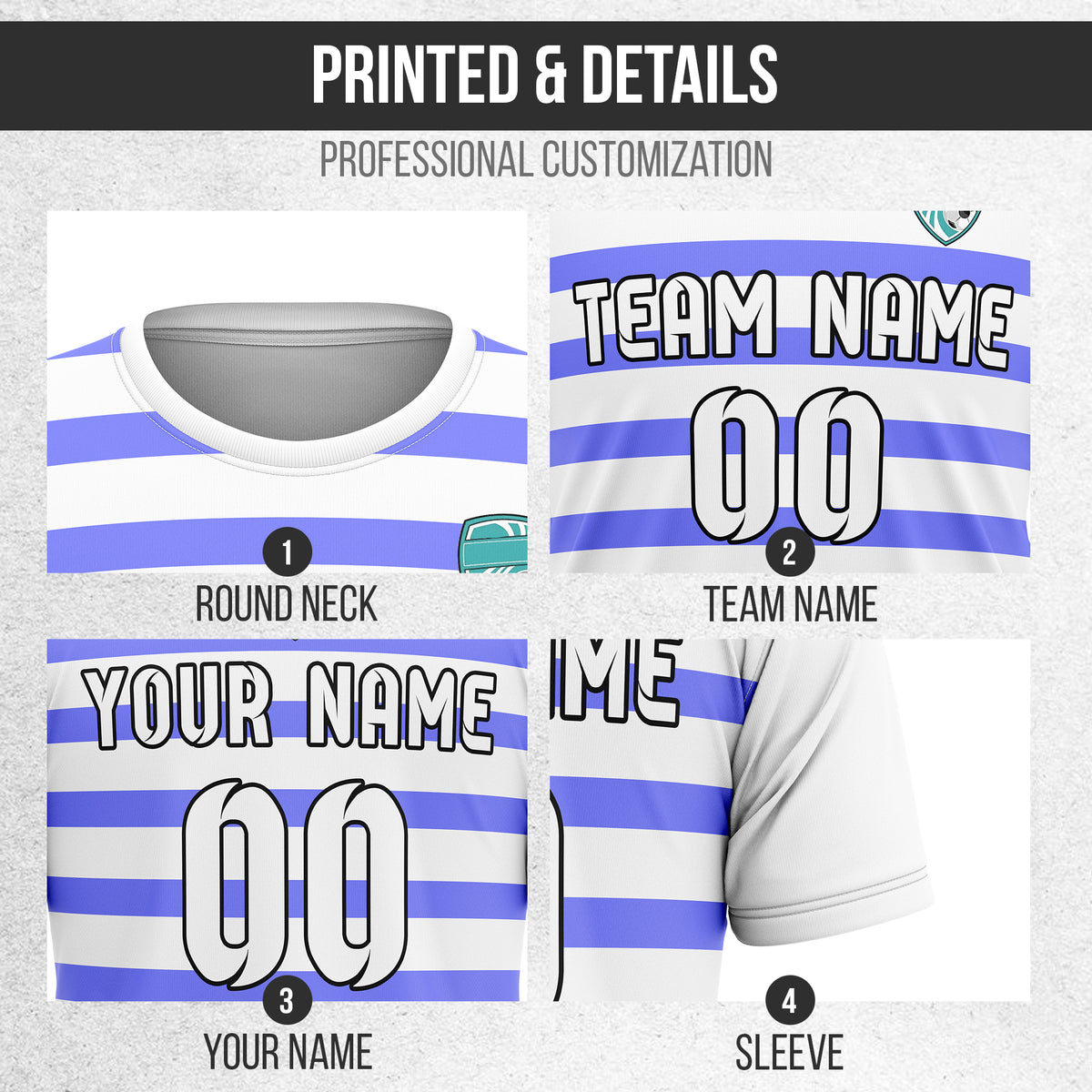 Custom Royal Stripe White Soccer sport Tops Jersey