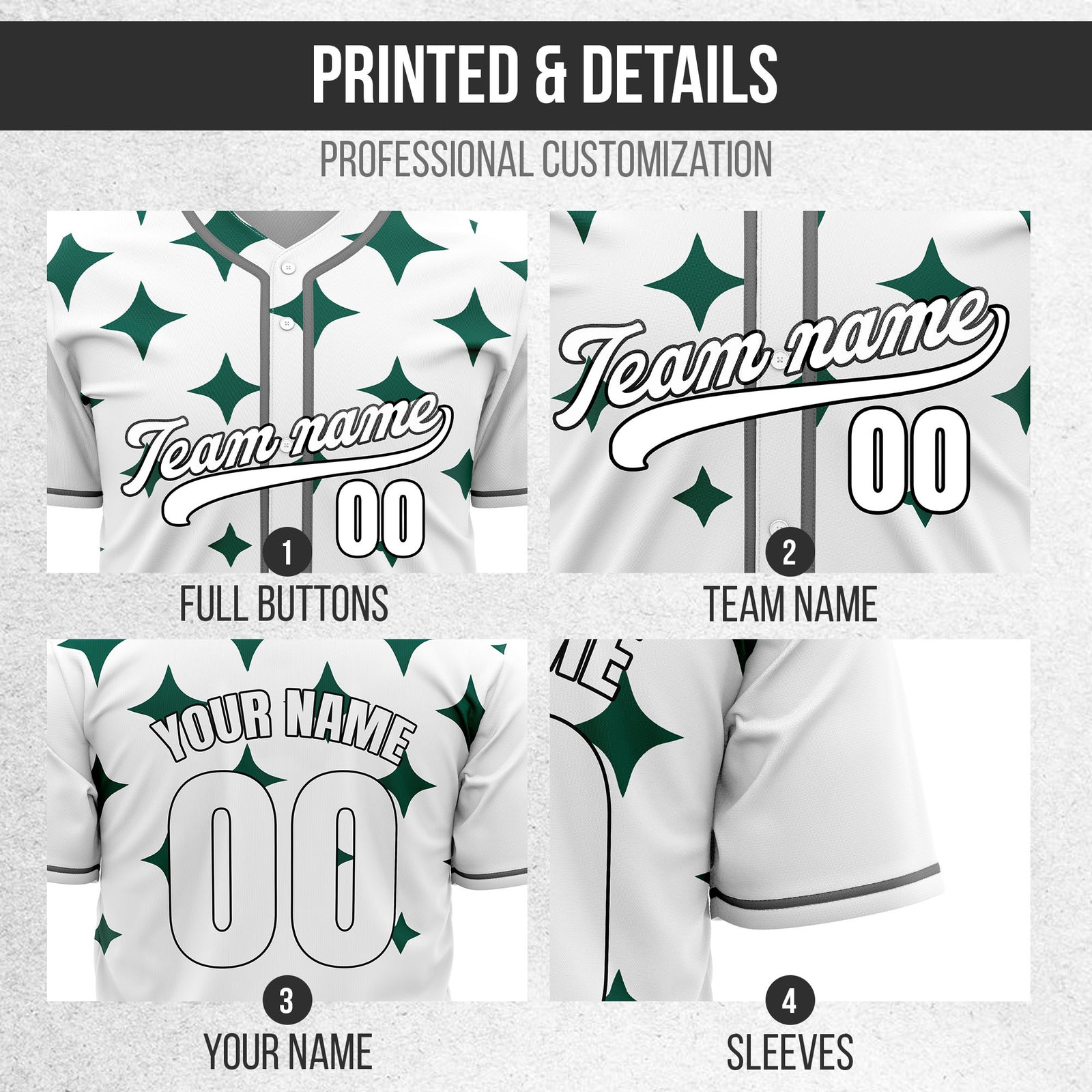 Custom Starlight White Baseball Sports Jersey Personalized Uniform with Name & Number