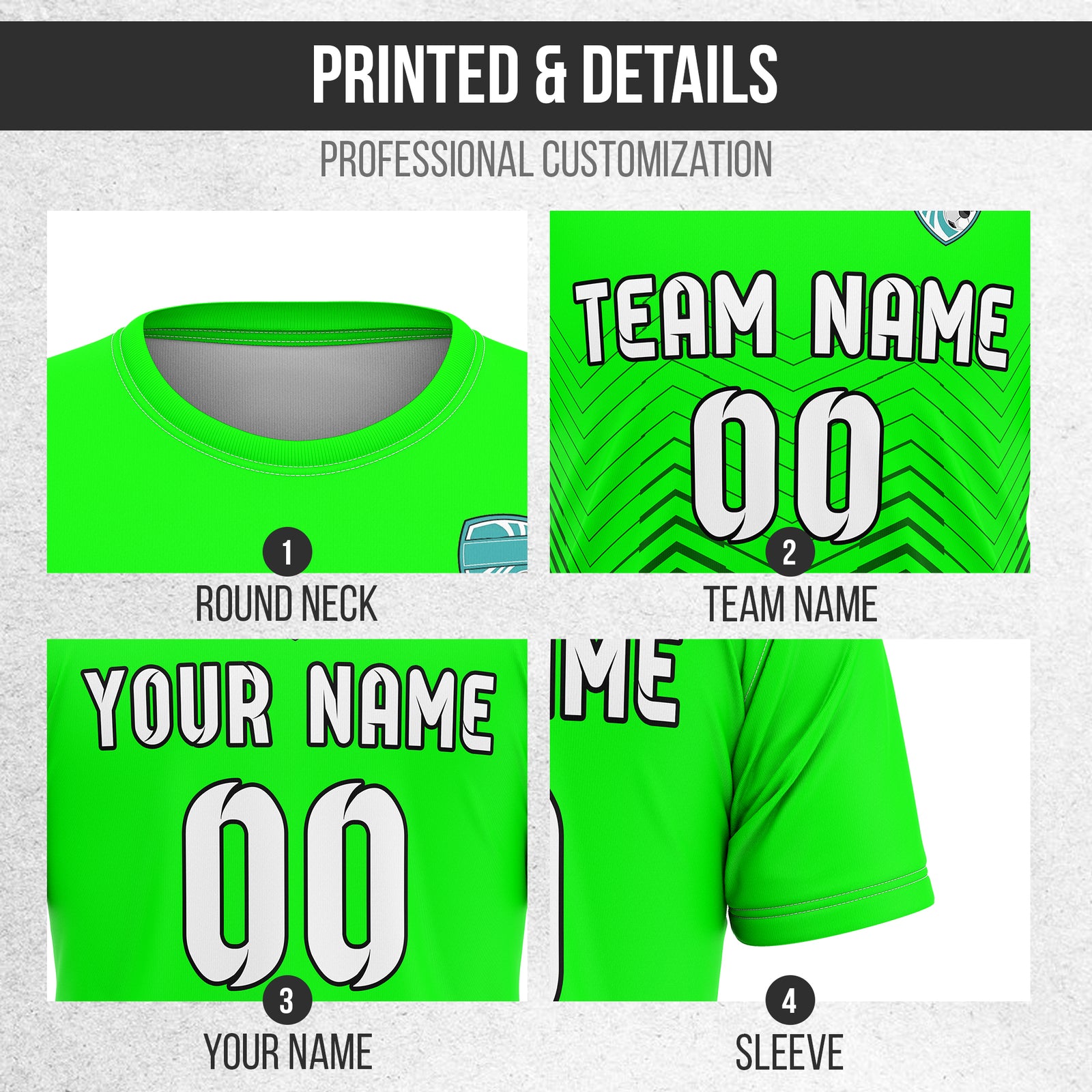 Custom Apex Strike R Side Pattern Neon Green Soccer sport Tops Jersey