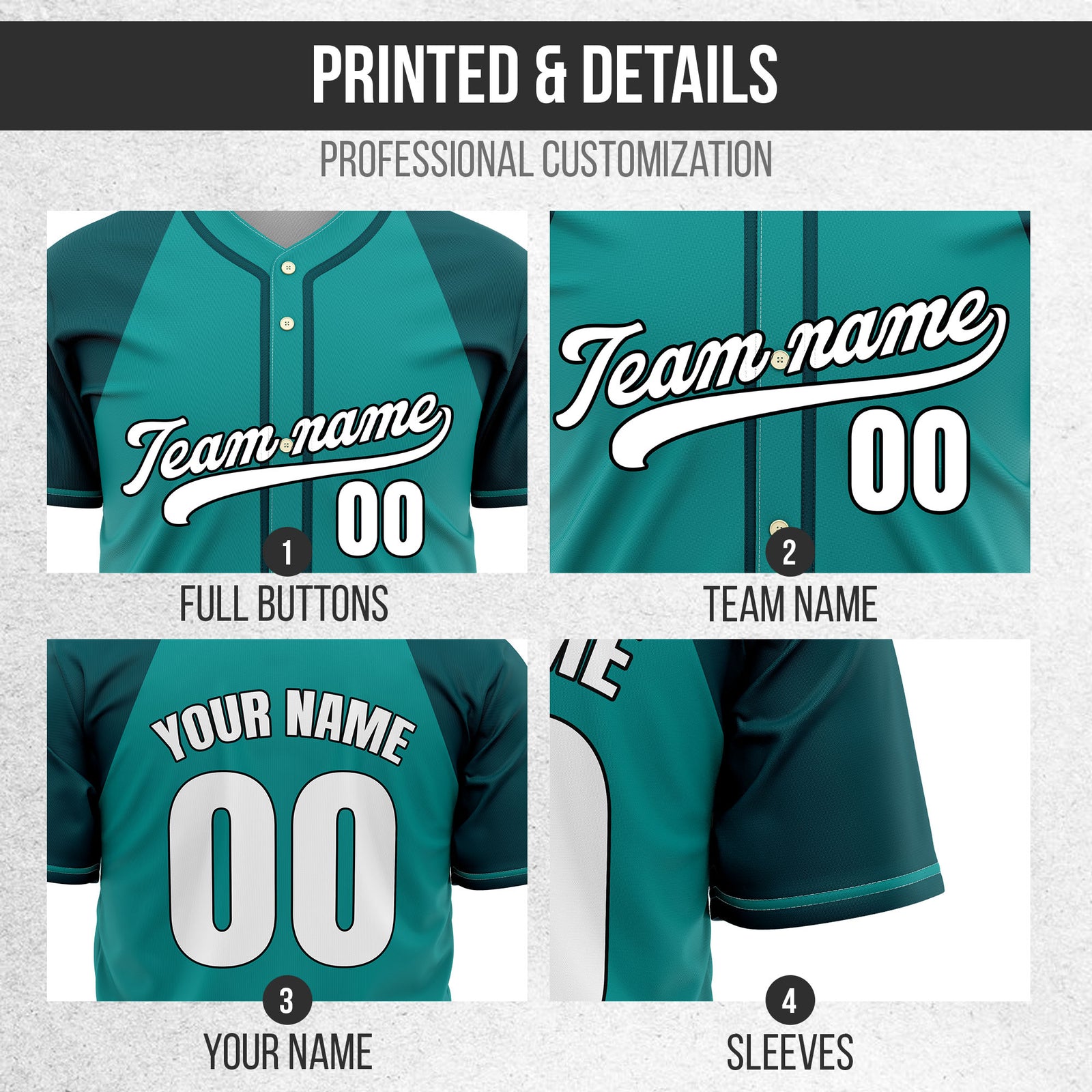 Custom Desert Blaze Teal Raglan Style Baseball Sports Jersey Personalized Uniform with Name & Number