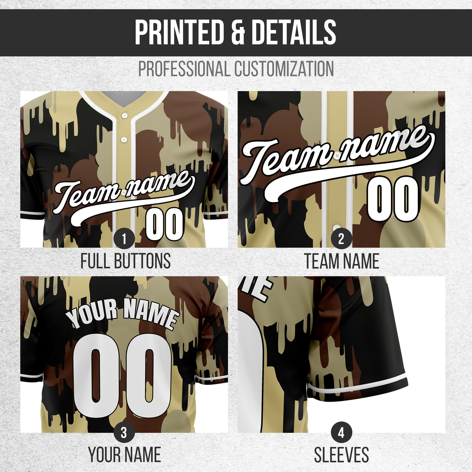 Custom Paint Hustlers Khaki Baseball Sports Jersey Personalized Uniform with Name & Number