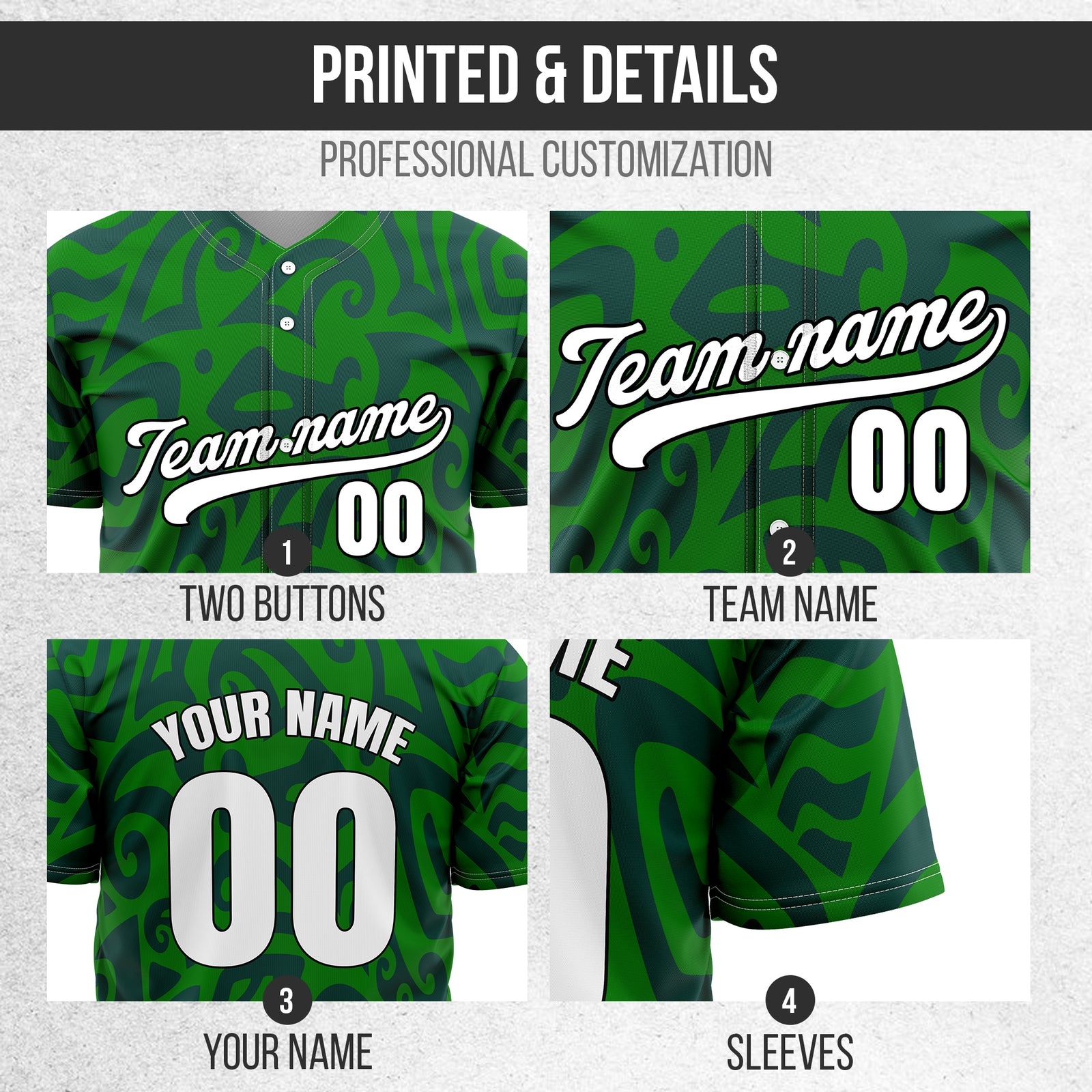 Custom Hawaii Blaze Green Baseball Sports Jersey Personalized Uniform with Name & Number
