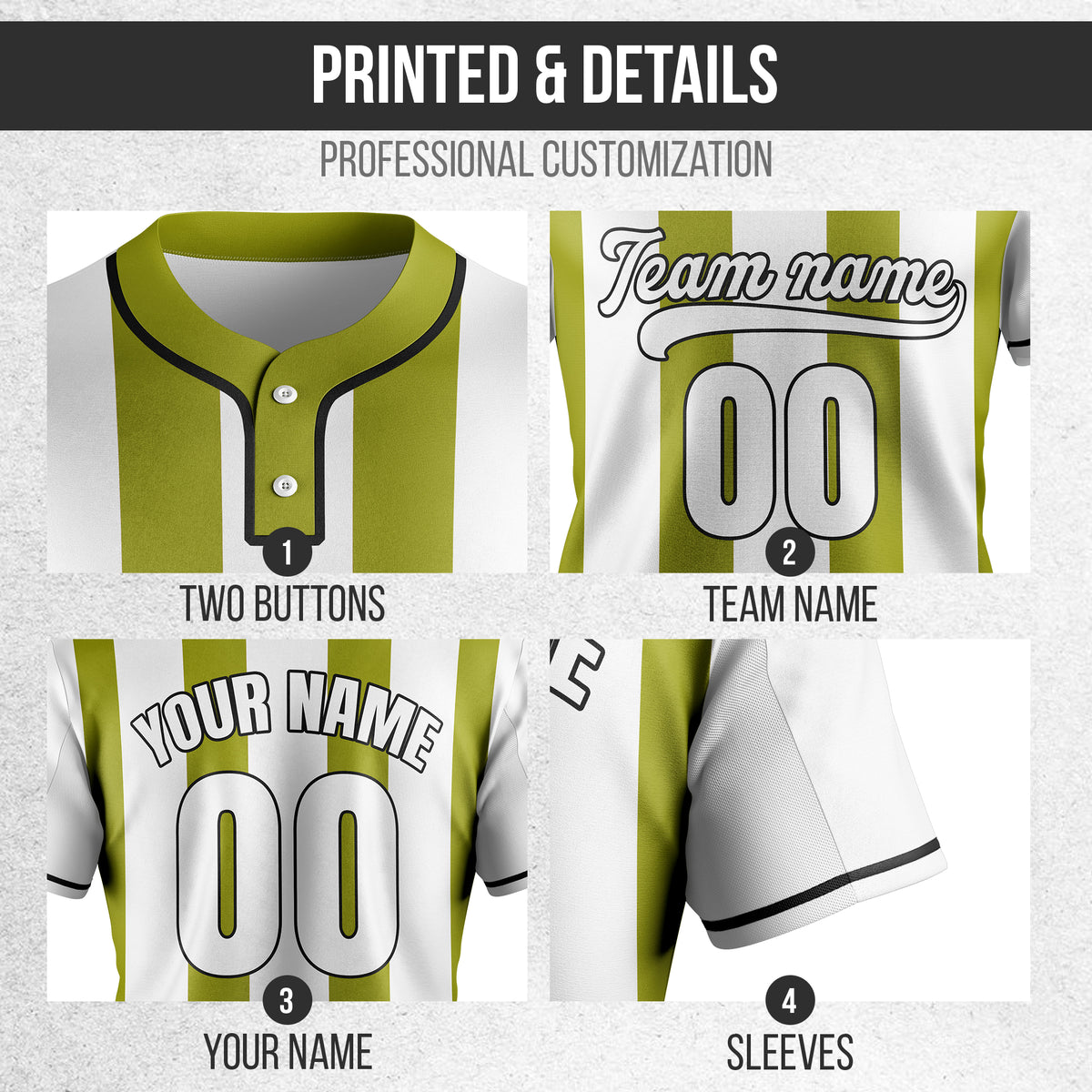 Custom Dual Stripe White Baseball Sports Jersey Personalized Uniform with Name & Number