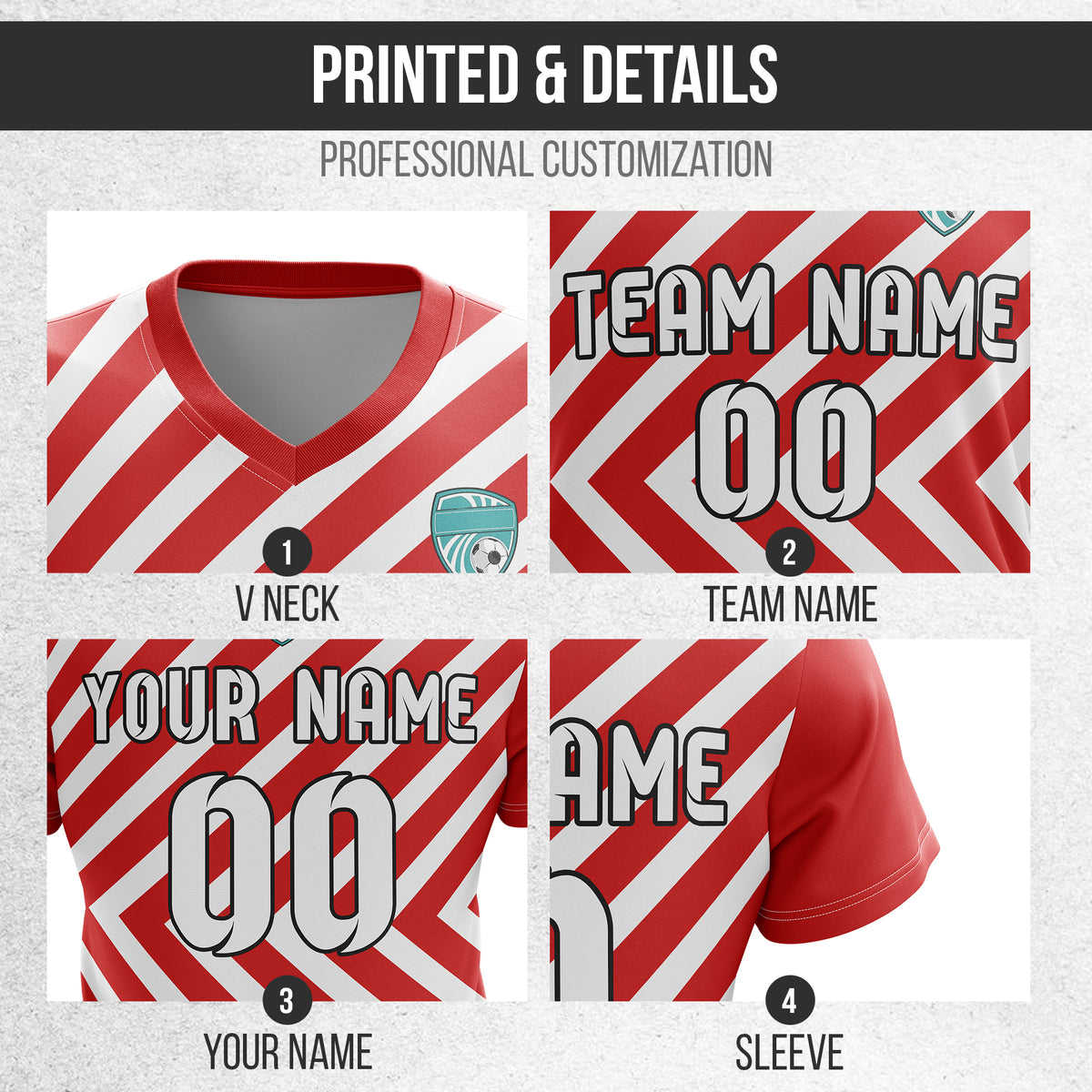 Custom Swift Stripe V-Neck Red Soccer sport Tops Jersey