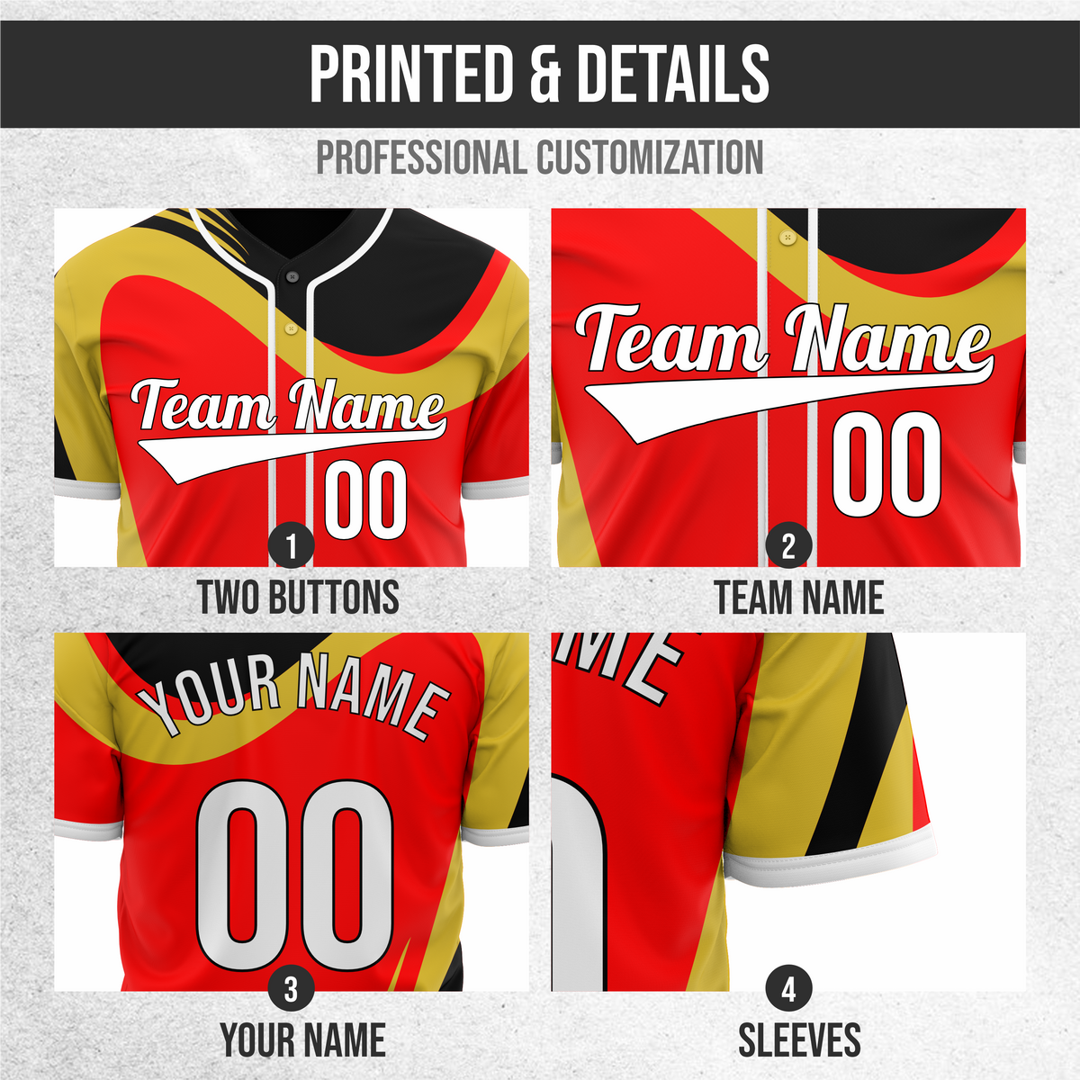 Custom Heritage Flow Baseball Red Sports Jersey Personalized Uniform with Name & Number