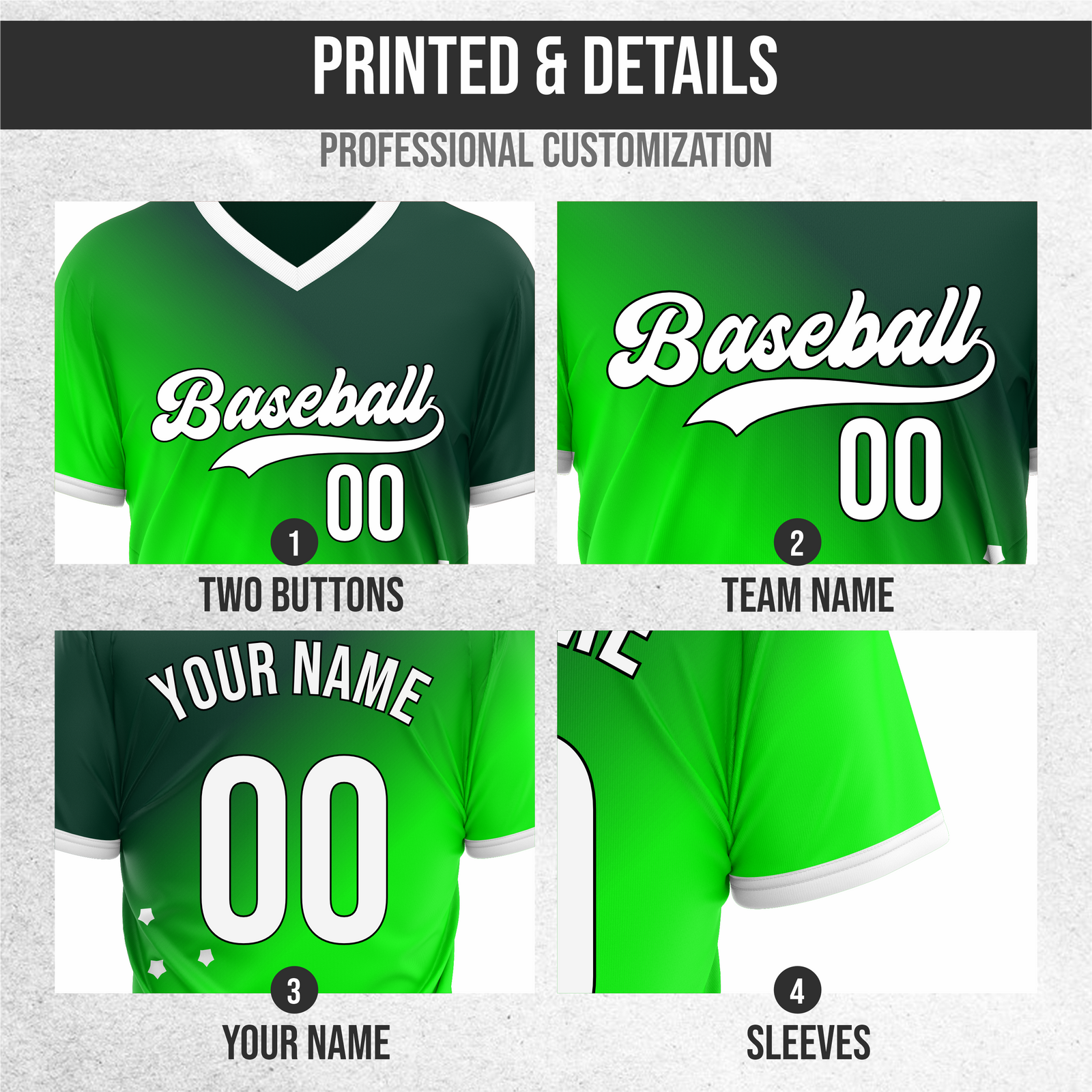 Custom Twilight Stars Baseball Neon Green Sports Jersey Personalized Uniform with Name & Number