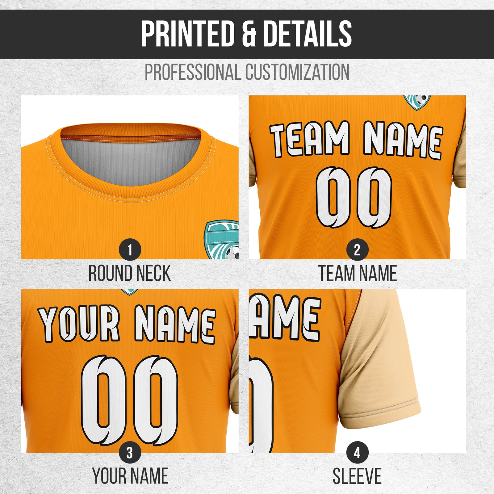 Custom BaseLine Stripe Orange Soccer sport Tops Jersey