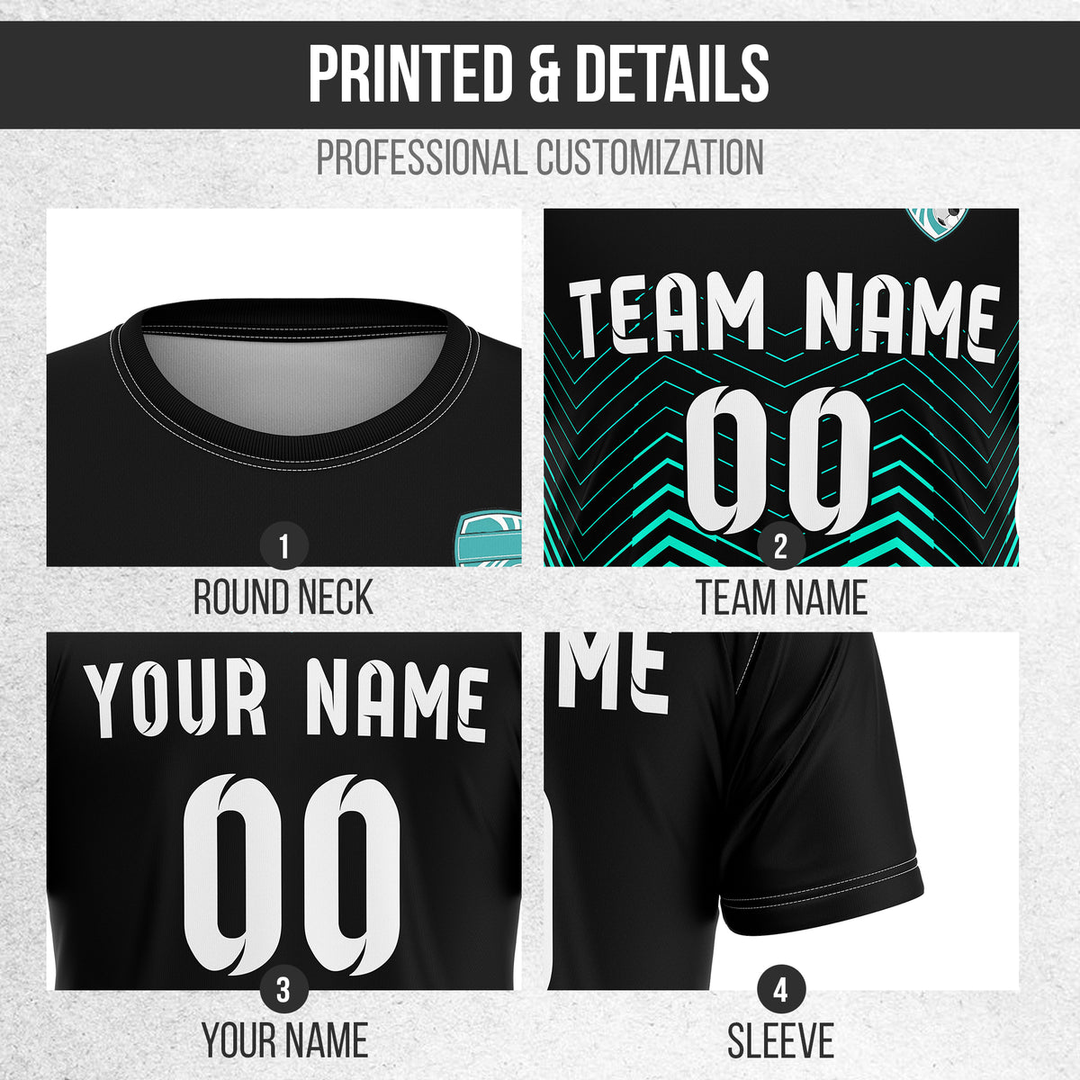 Custom Apex Strike R Side Pattern Black Soccer sport Tops Jersey