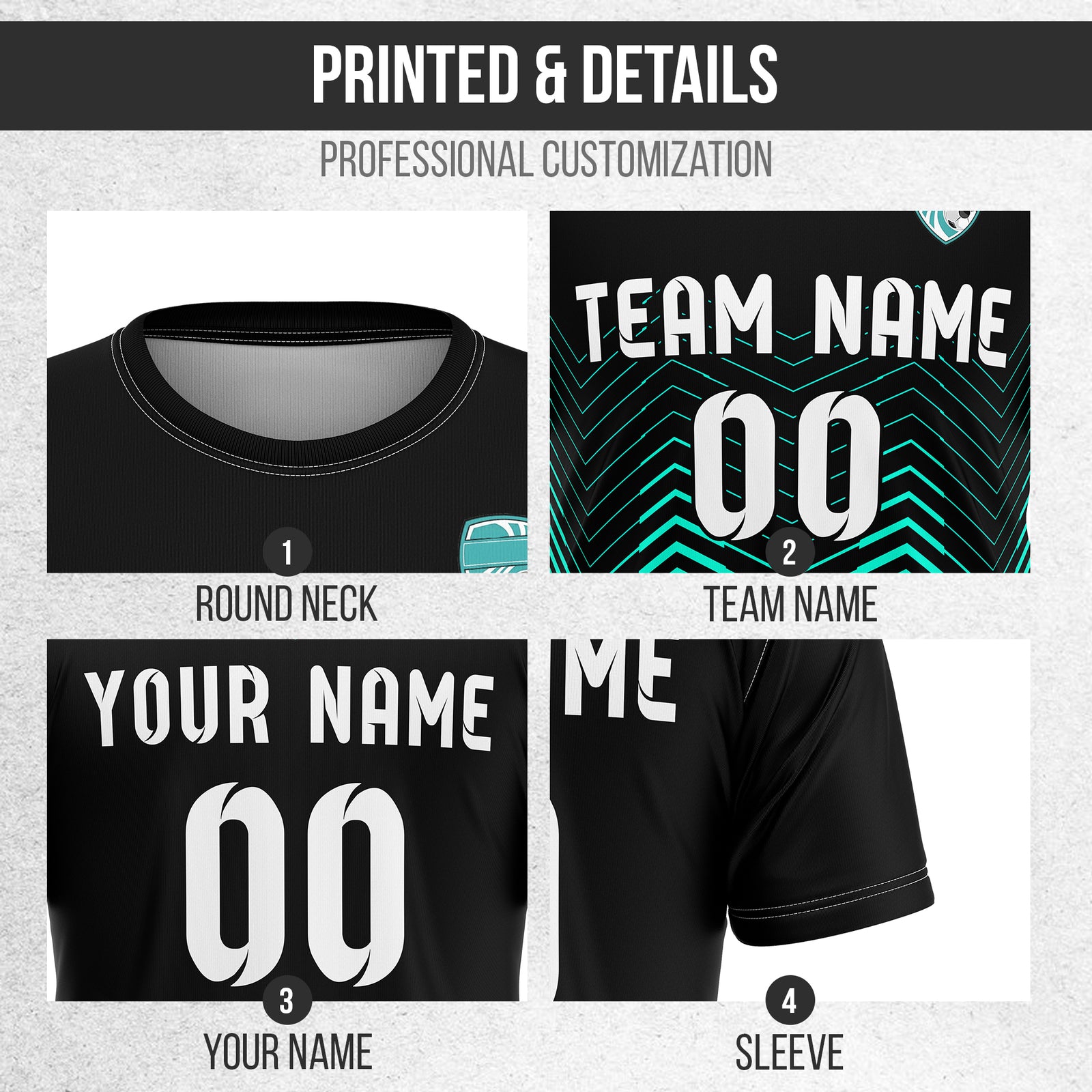 Custom Apex Strike R Side Pattern Black Soccer sport Tops Jersey