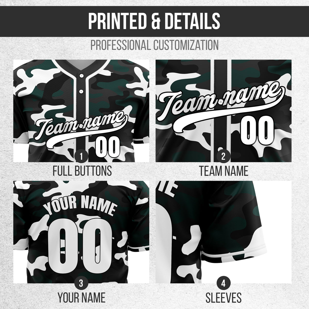 Custom Shadow Command Black Baseball Sports Jersey Personalized Uniform with Name & Number