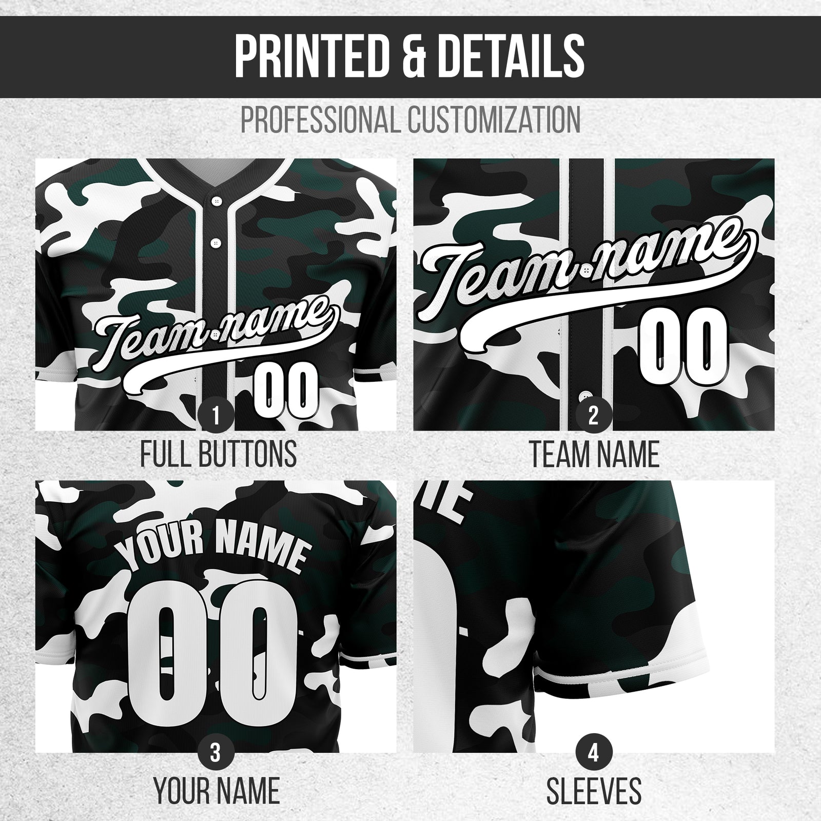 Custom Shadow Command Black Baseball Sports Jersey Personalized Uniform with Name & Number