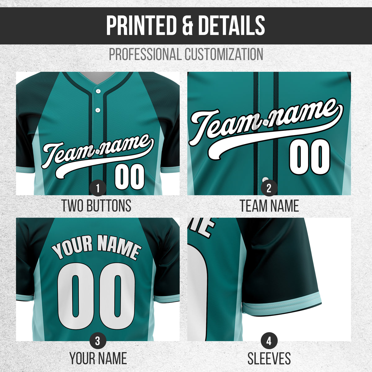 Custom Timeless Stripes Baseball Teal Sports Jersey Personalized Uniform with Name & Number