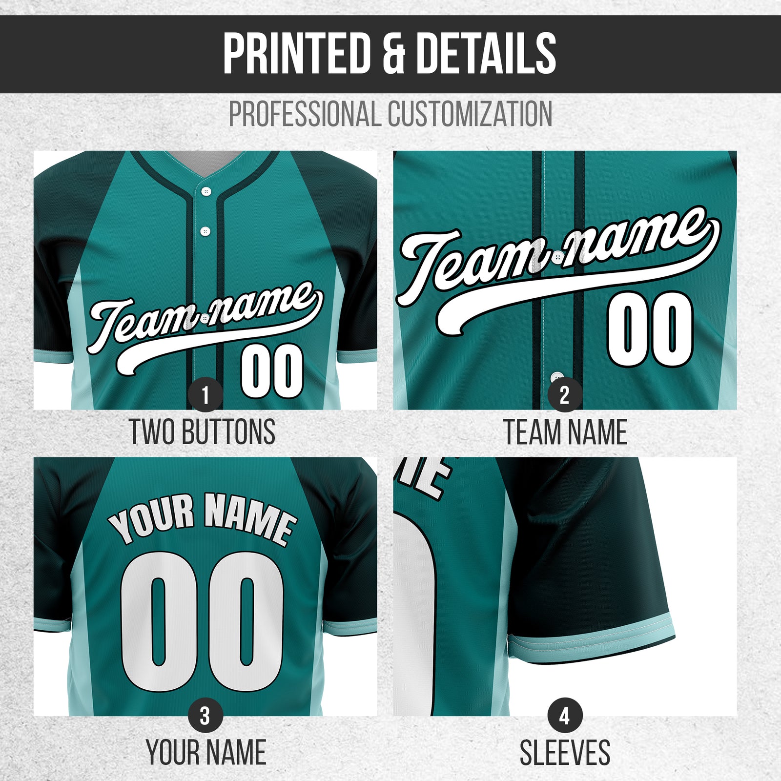 Custom Timeless Stripes Baseball Teal Sports Jersey Personalized Uniform with Name & Number