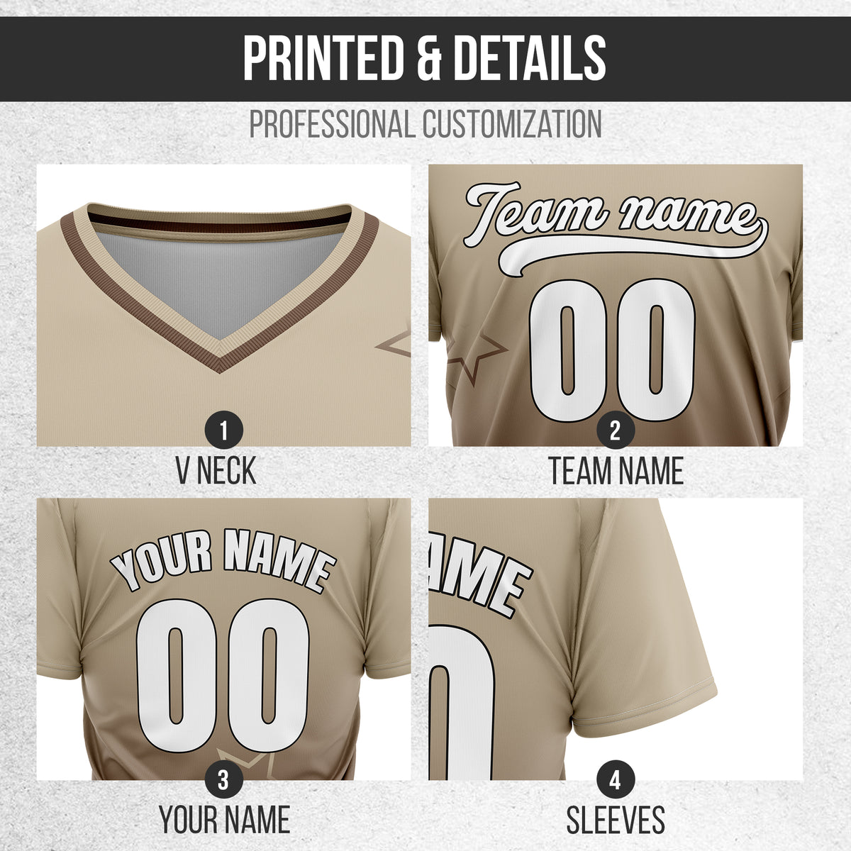 Custom Star Gradient Baseball Khaki Sports Jersey Personalized Uniform with Name & Number