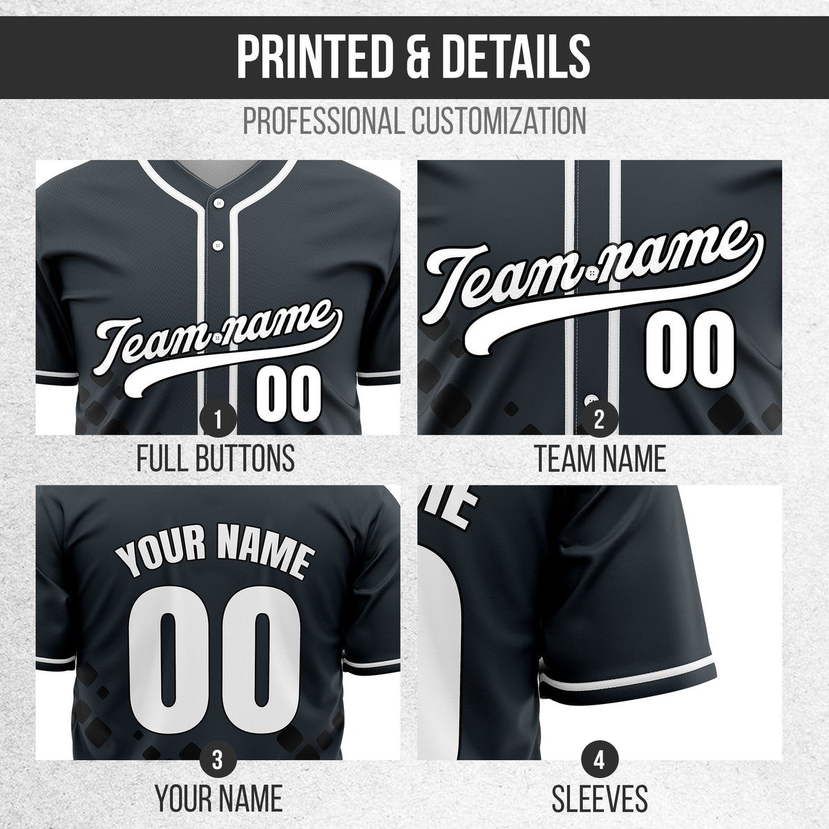 Custom Shadow Sparks Grey Baseball Sports Jersey Personalized Uniform with Name & Number