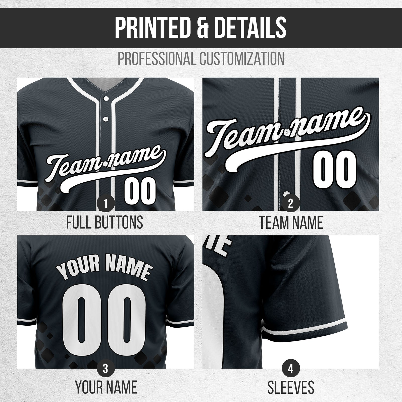 Custom Shadow Sparks Grey Baseball Sports Jersey Personalized Uniform with Name & Number