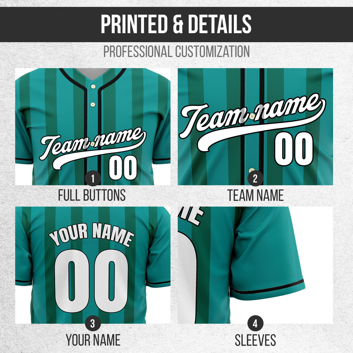 Custom Strikeforce Teal Raglan Style Baseball Sports Jersey Personalized Uniform with Name & Number