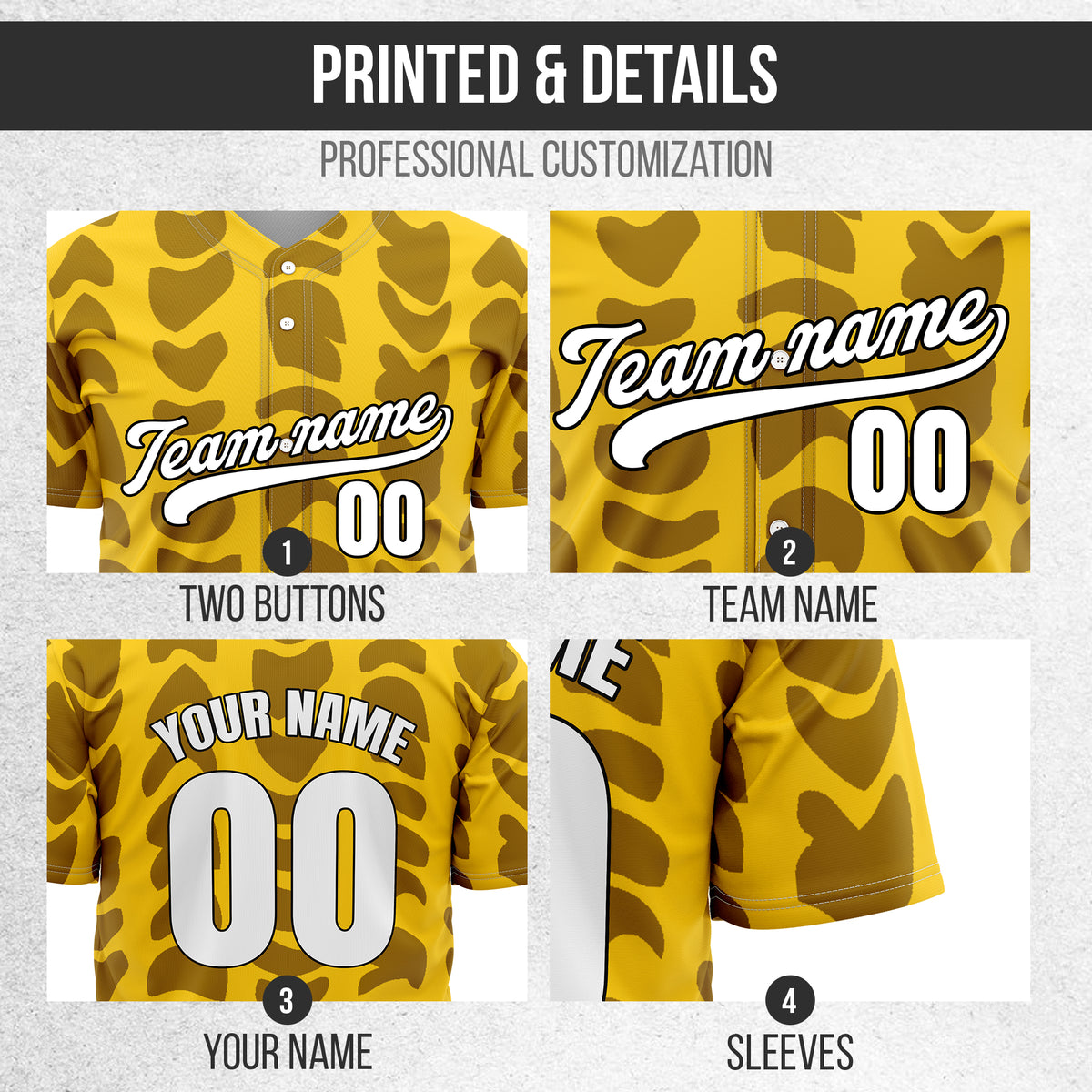 Custom Hawaii Waves Yellow Baseball Sports Jersey Personalized Uniform with Name & Number
