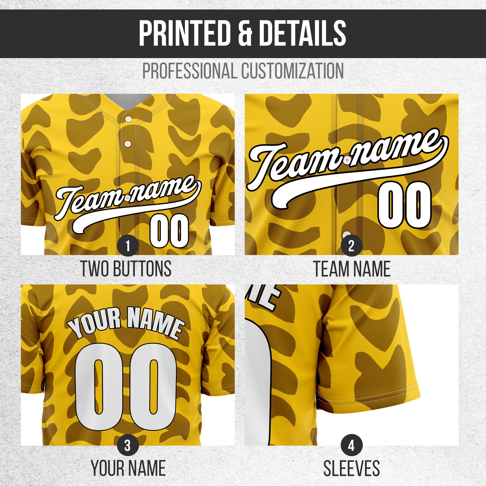 Custom Hawaii Waves Yellow Baseball Sports Jersey Personalized Uniform with Name & Number