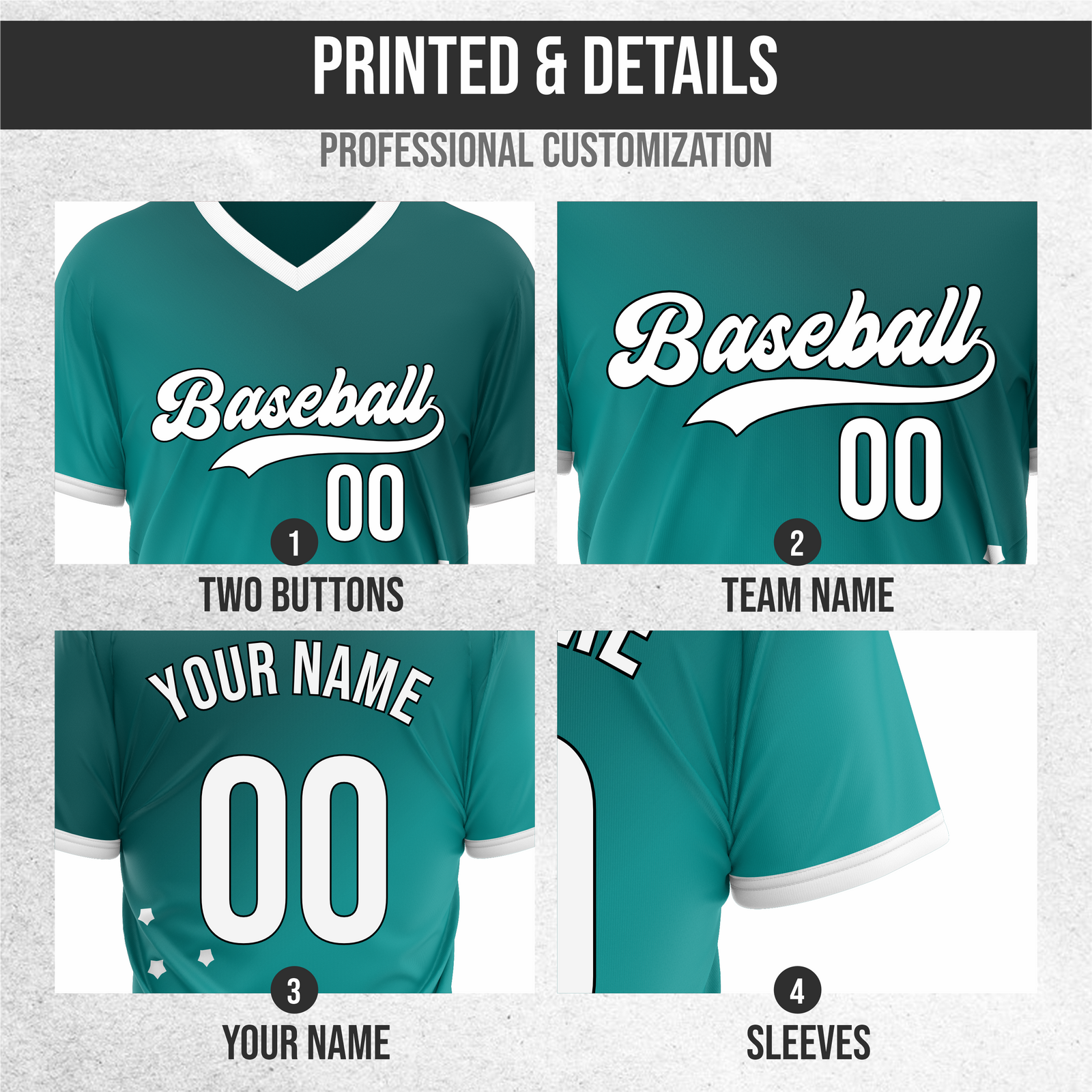Custom Twilight Stars Baseball Teal Sports Jersey Personalized Uniform with Name & Number