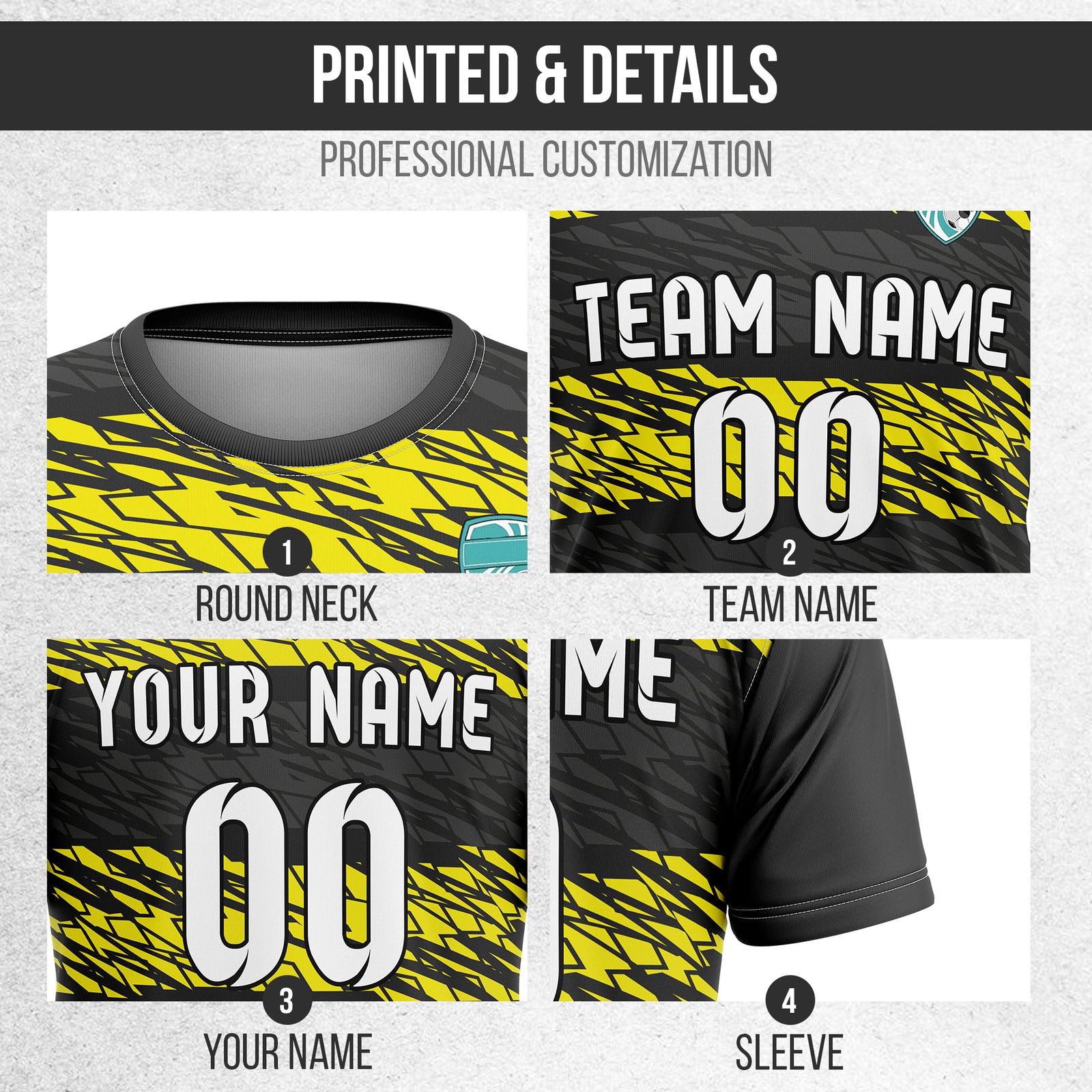Custom Flare Strike R-Full Pattern Soccer Black Sport Tops Jersey