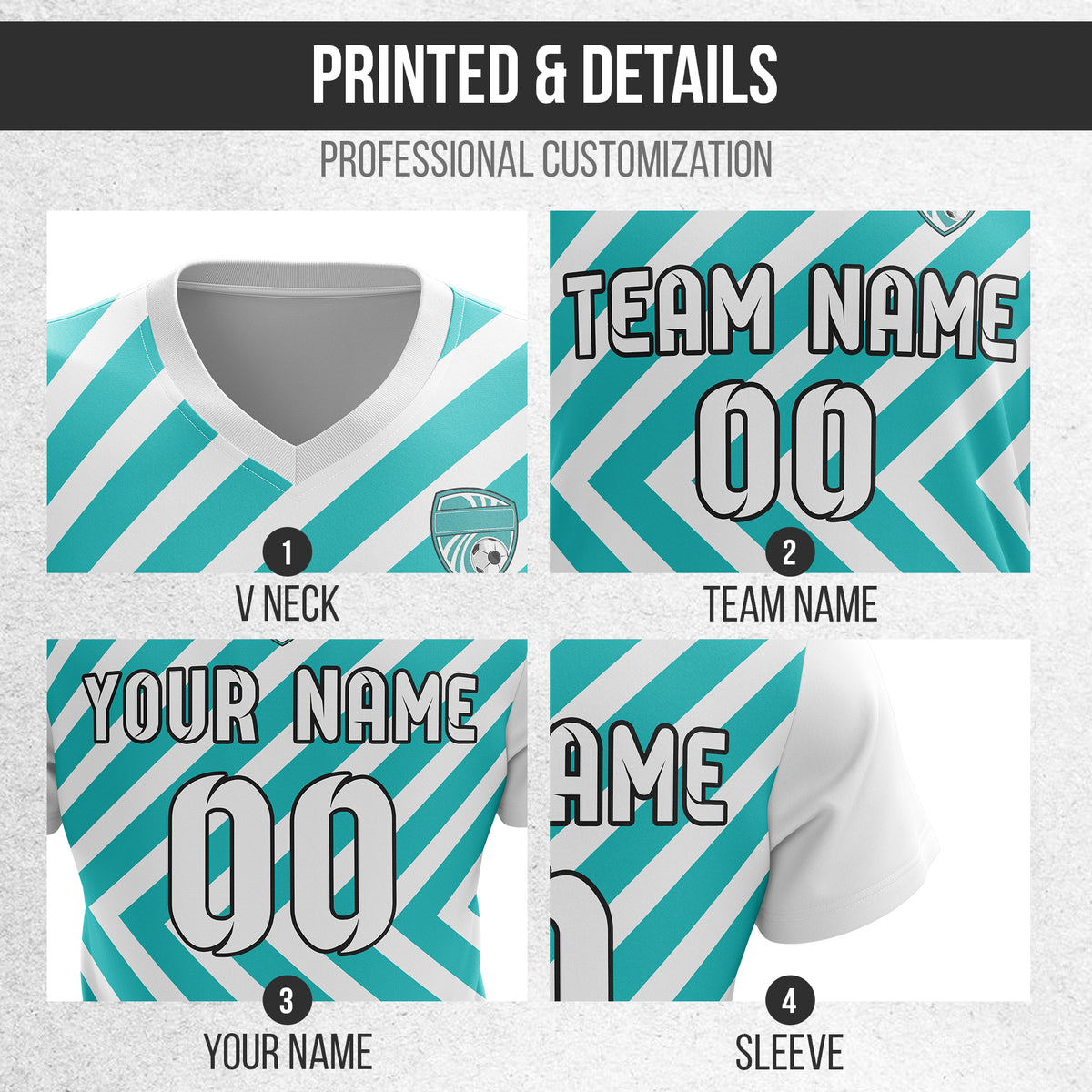 Custom Swift Stripe V-Neck White Soccer sport Tops Jersey