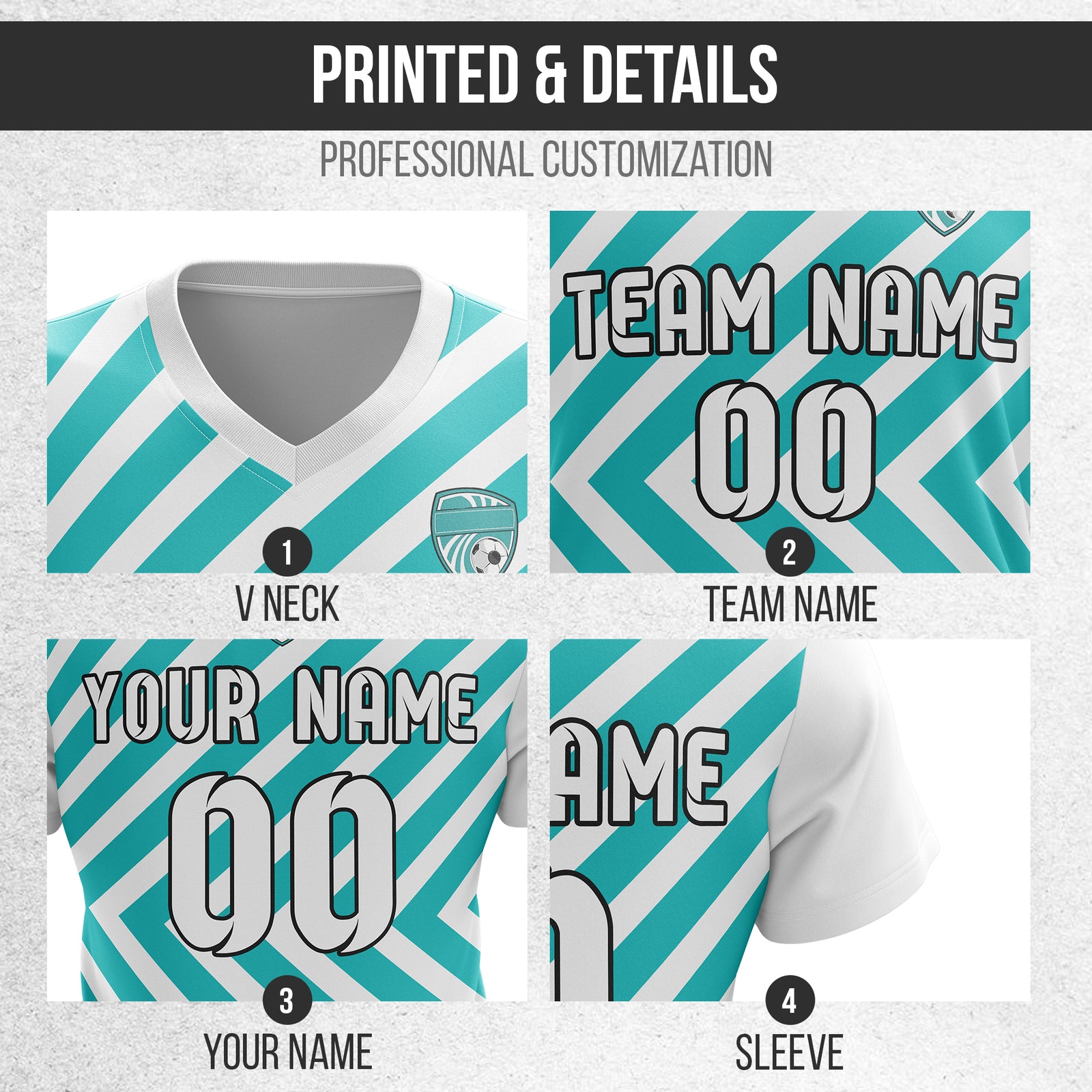Custom Swift Stripe V-Neck White Soccer sport Tops Jersey
