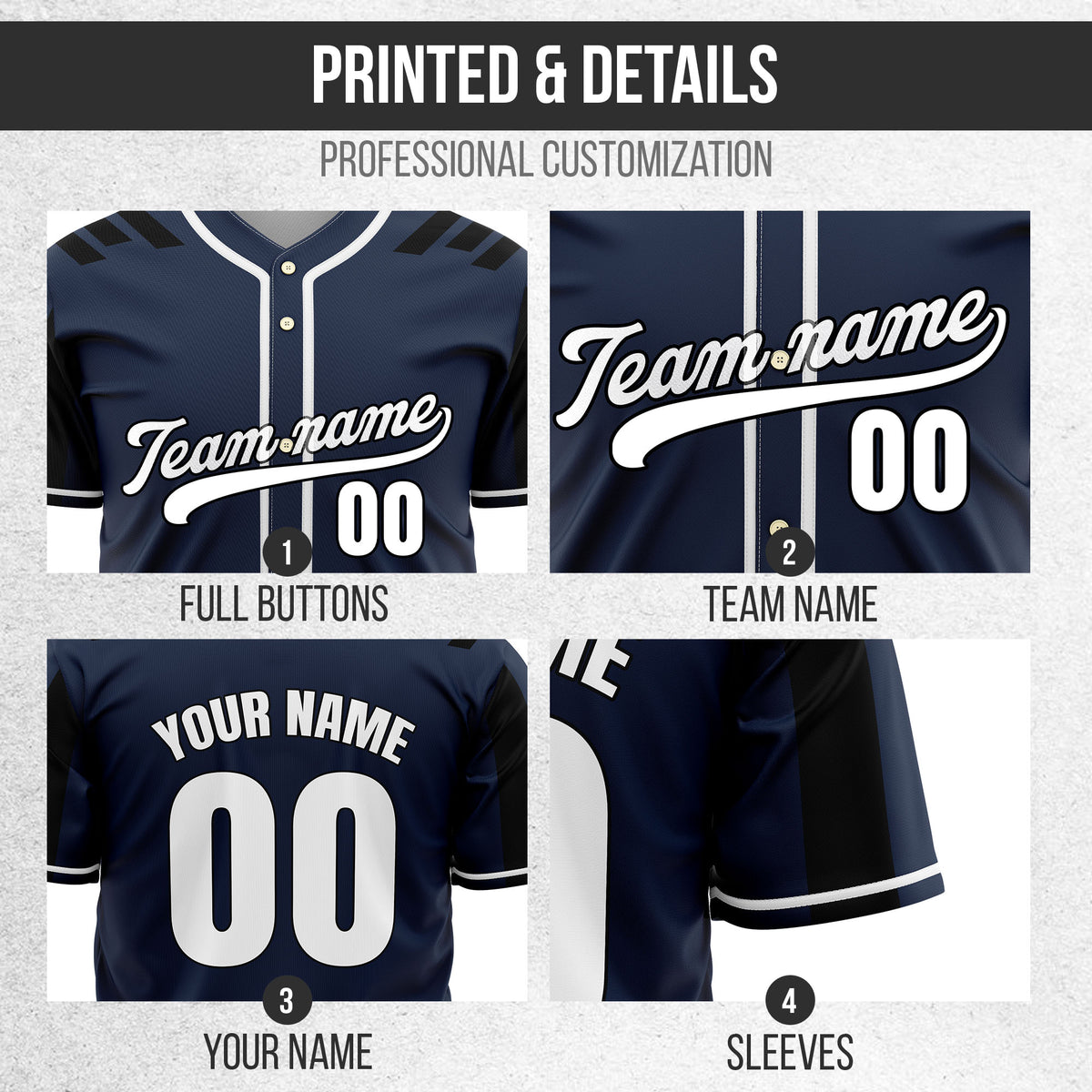 Custom Radiant Strike Navy Raglan Style Baseball Sports Jersey Personalized Uniform with Name & Number