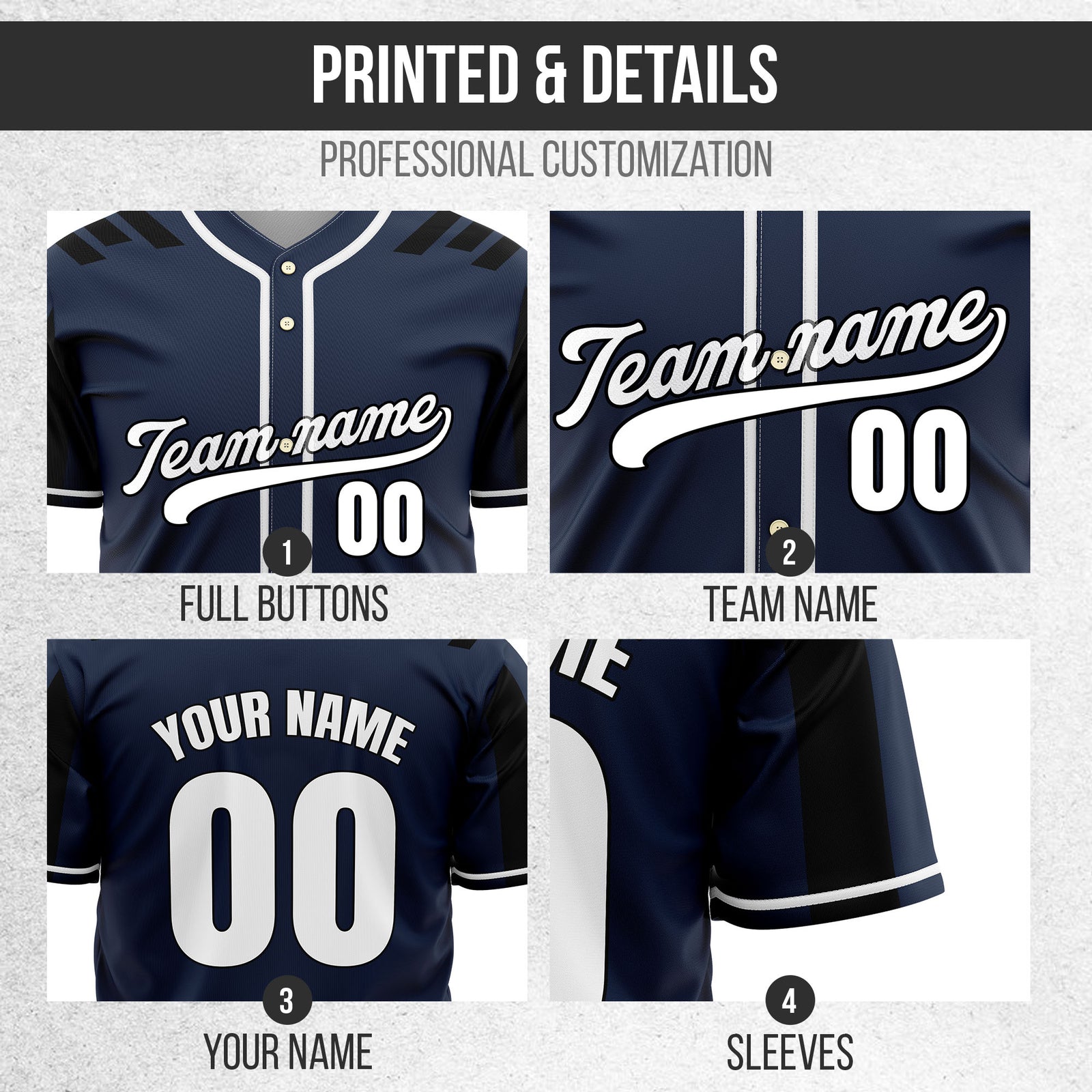 Custom Radiant Strike Navy Raglan Style Baseball Sports Jersey Personalized Uniform with Name & Number