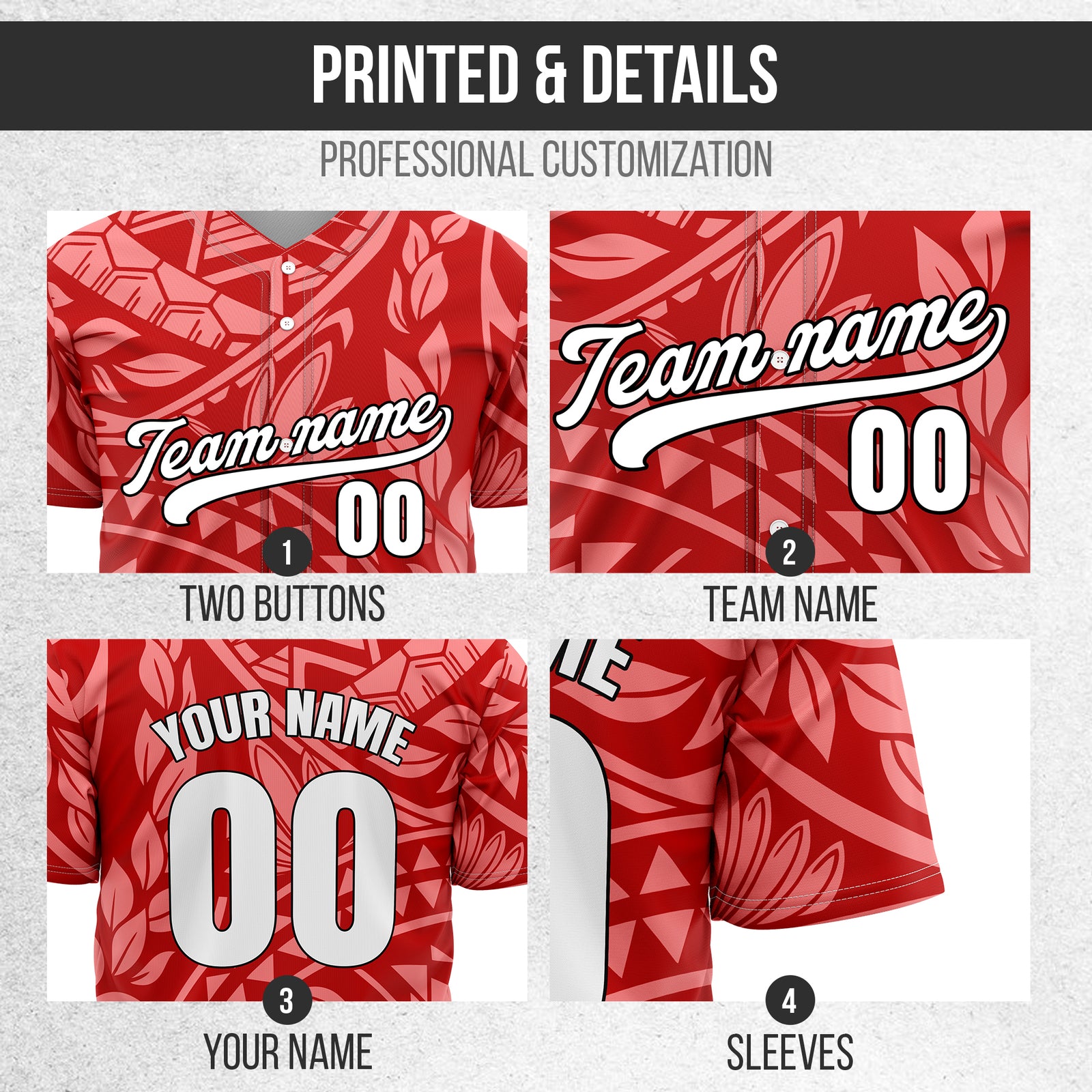 Custom Hawaii Storm Red Baseball Sports Jersey Personalized Uniform with Name & Number