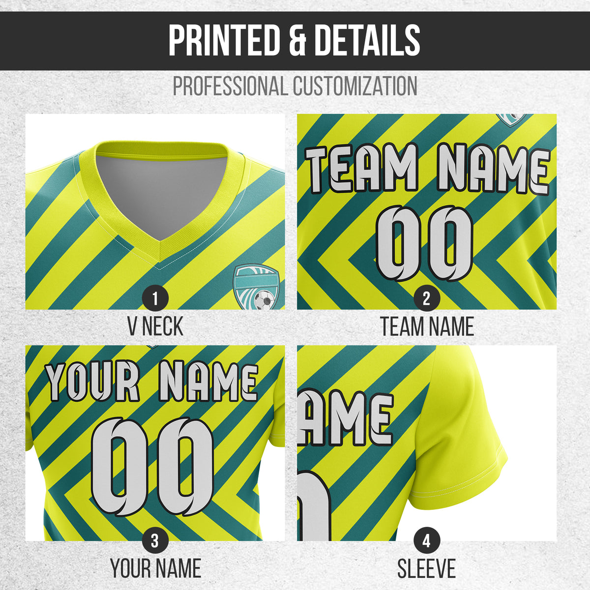 Custom Swift Stripe V-Neck Yellow Soccer sport Tops Jersey