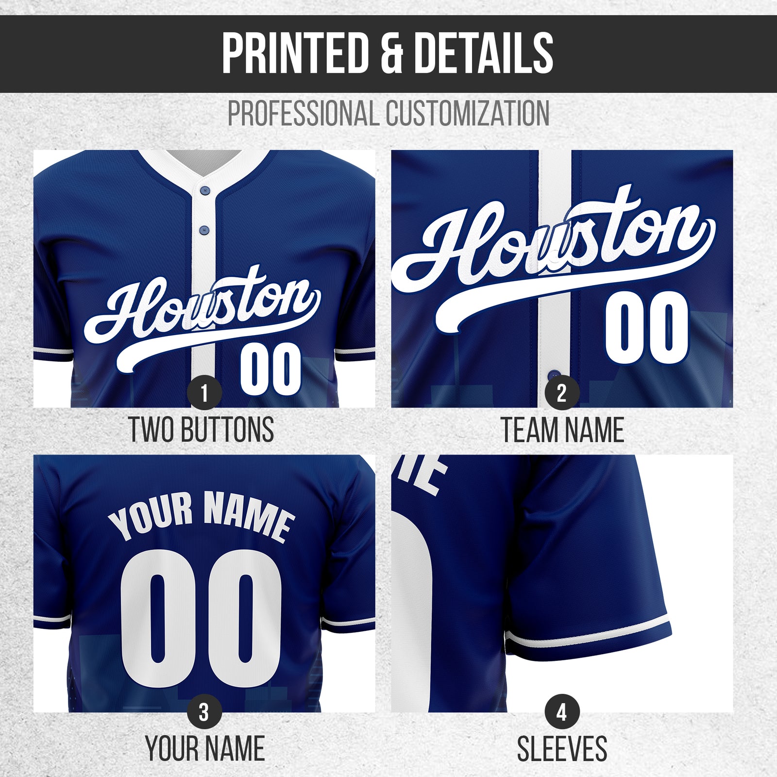 Custom City Pulse Navy Baseball Sports Jersey Personalized Uniform with Name & Number