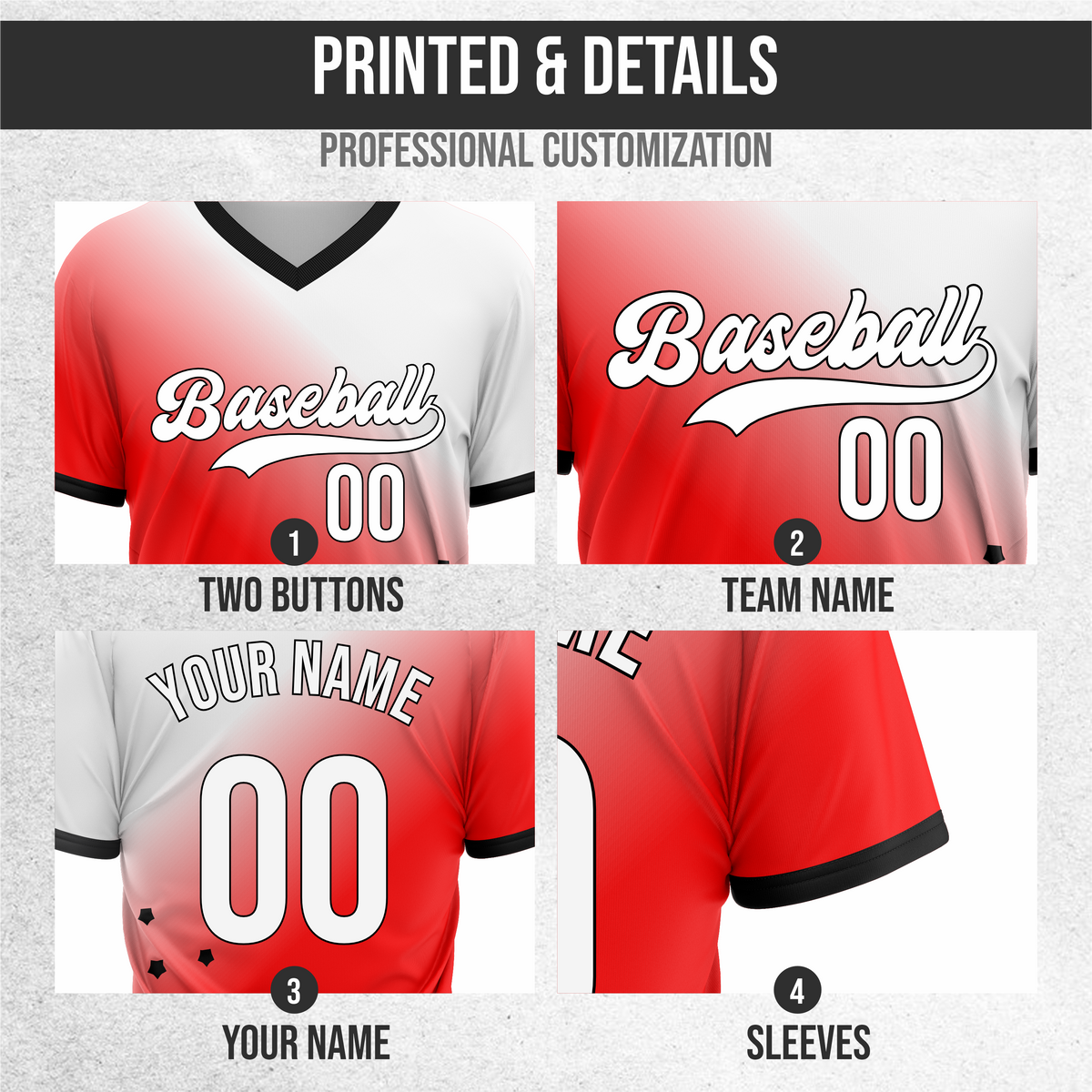 Custom Twilight Stars Baseball Red Sports Jersey Personalized Uniform with Name & Number