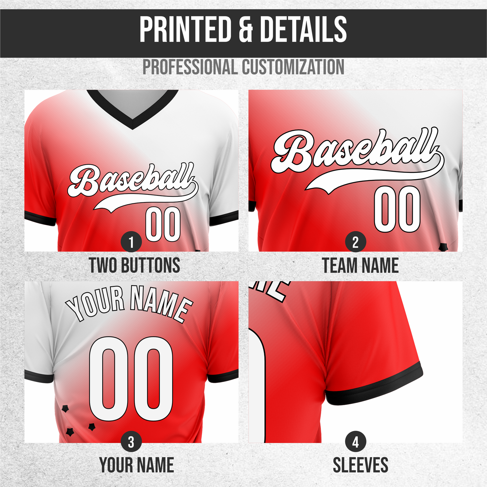 Custom Twilight Stars Baseball Red Sports Jersey Personalized Uniform with Name & Number