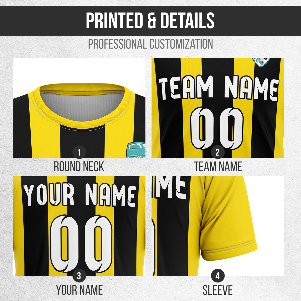 Custom Striker Stripe Yellow Soccer sport Tops Jersey